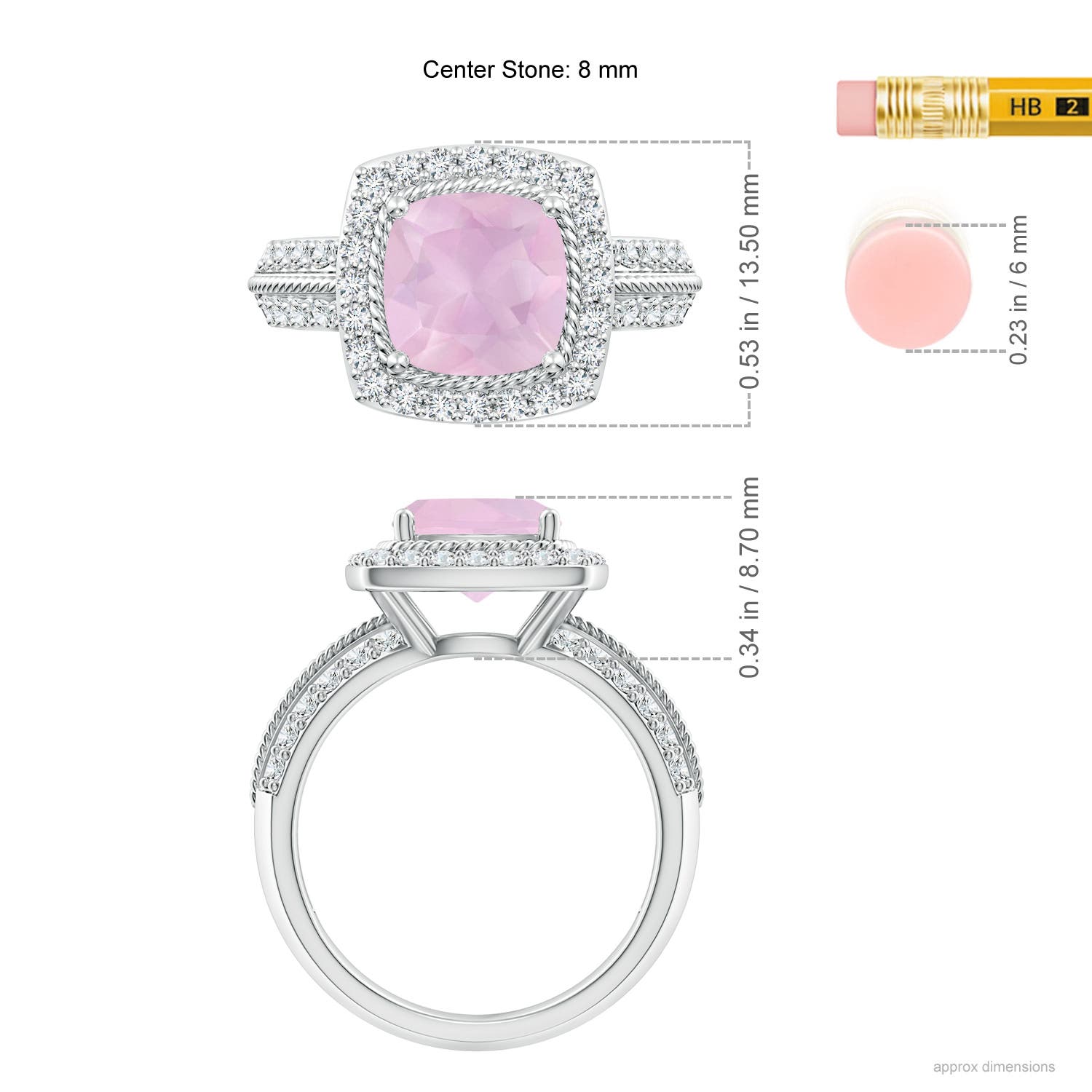 AAA - Rose Quartz / 2.57 CT / 14 KT White Gold