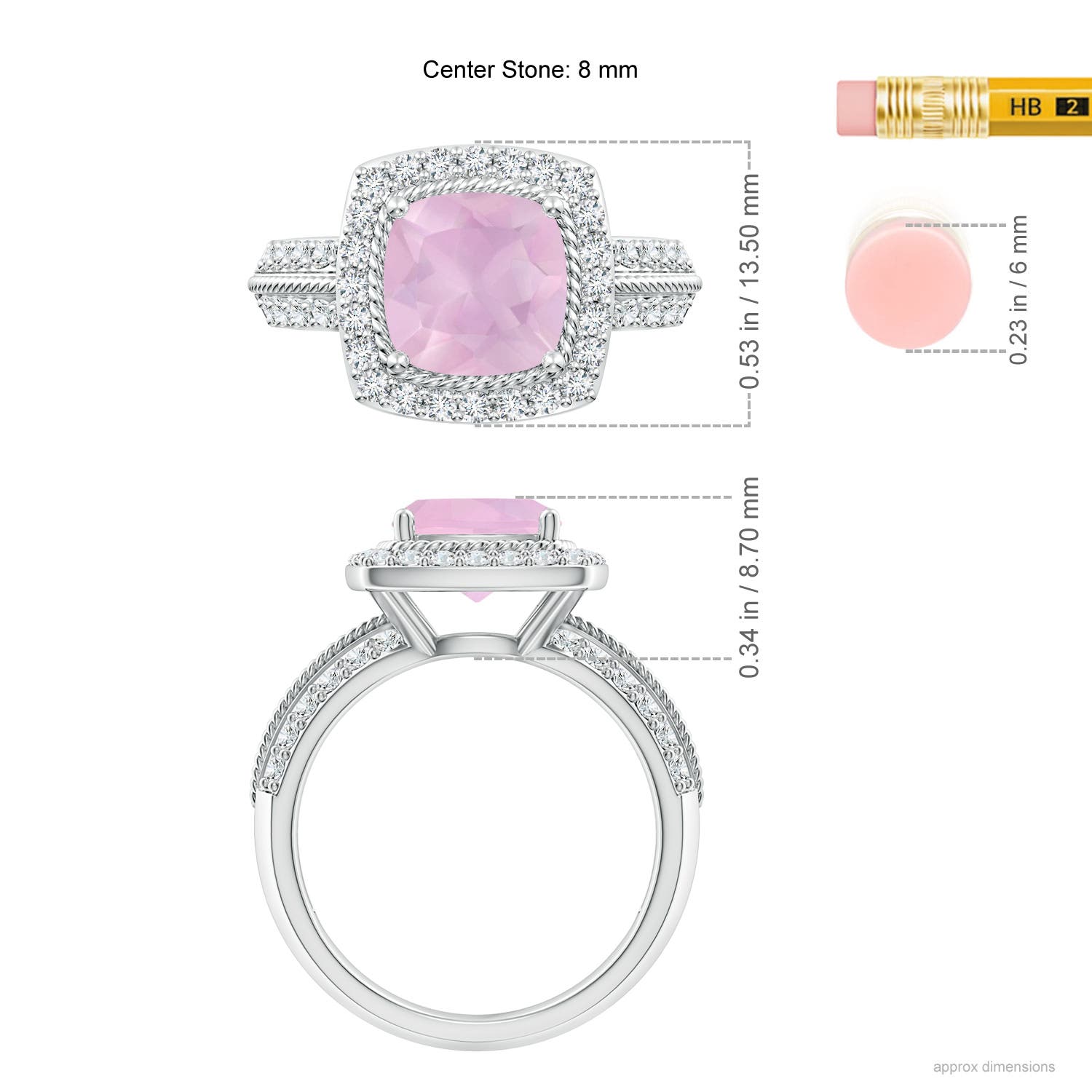 AAAA - Rose Quartz / 2.57 CT / 14 KT White Gold