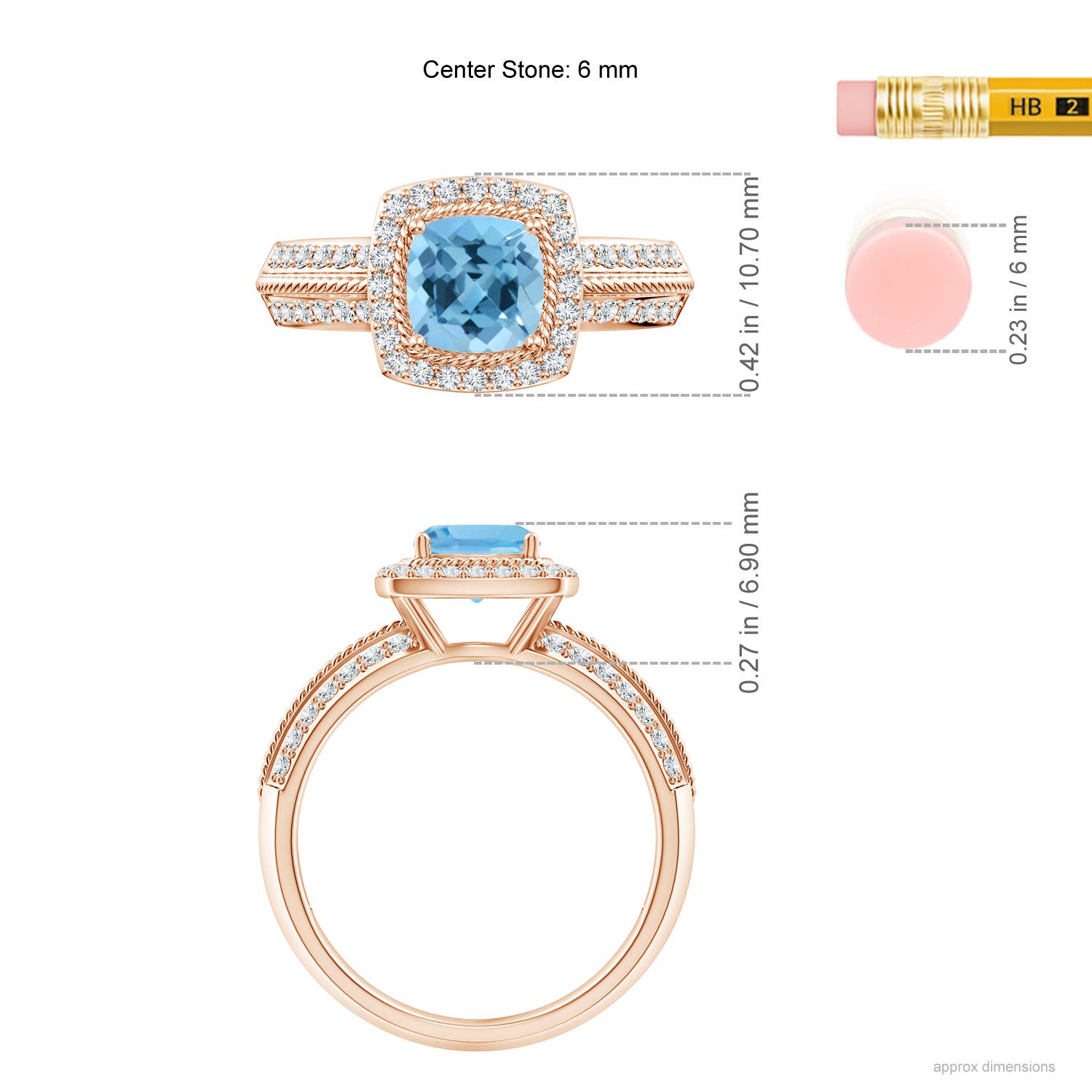 A - Swiss Blue Topaz / 1.52 CT / 14 KT Rose Gold