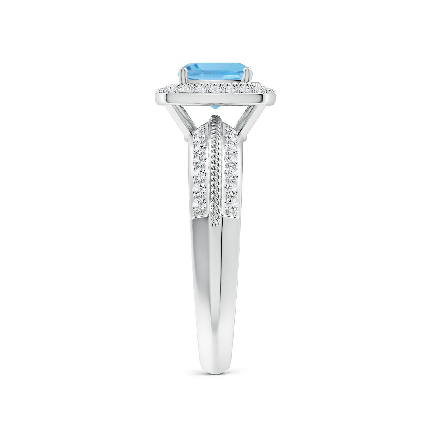 A - Swiss Blue Topaz / 1.52 CT / 14 KT White Gold