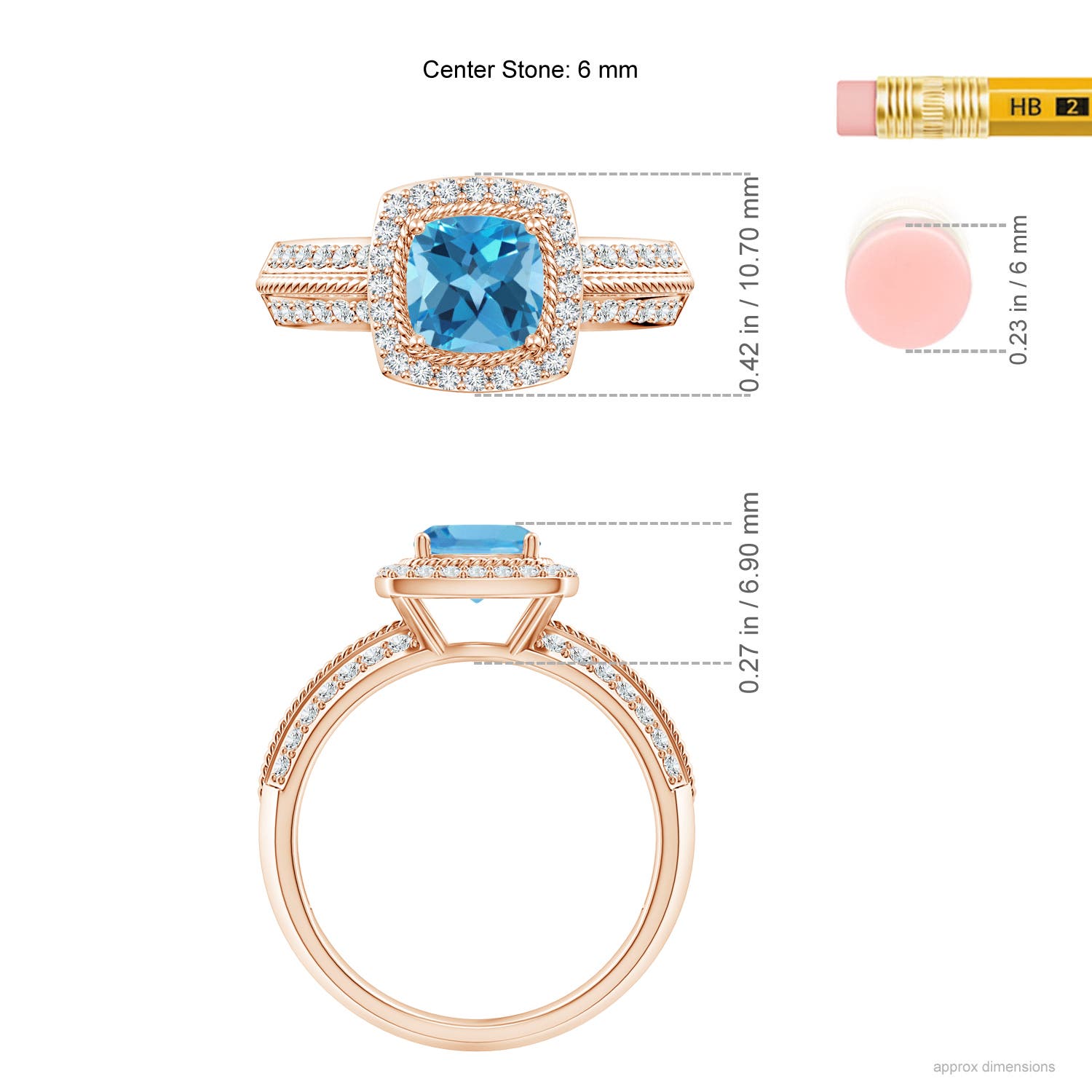 AA - Swiss Blue Topaz / 1.52 CT / 14 KT Rose Gold