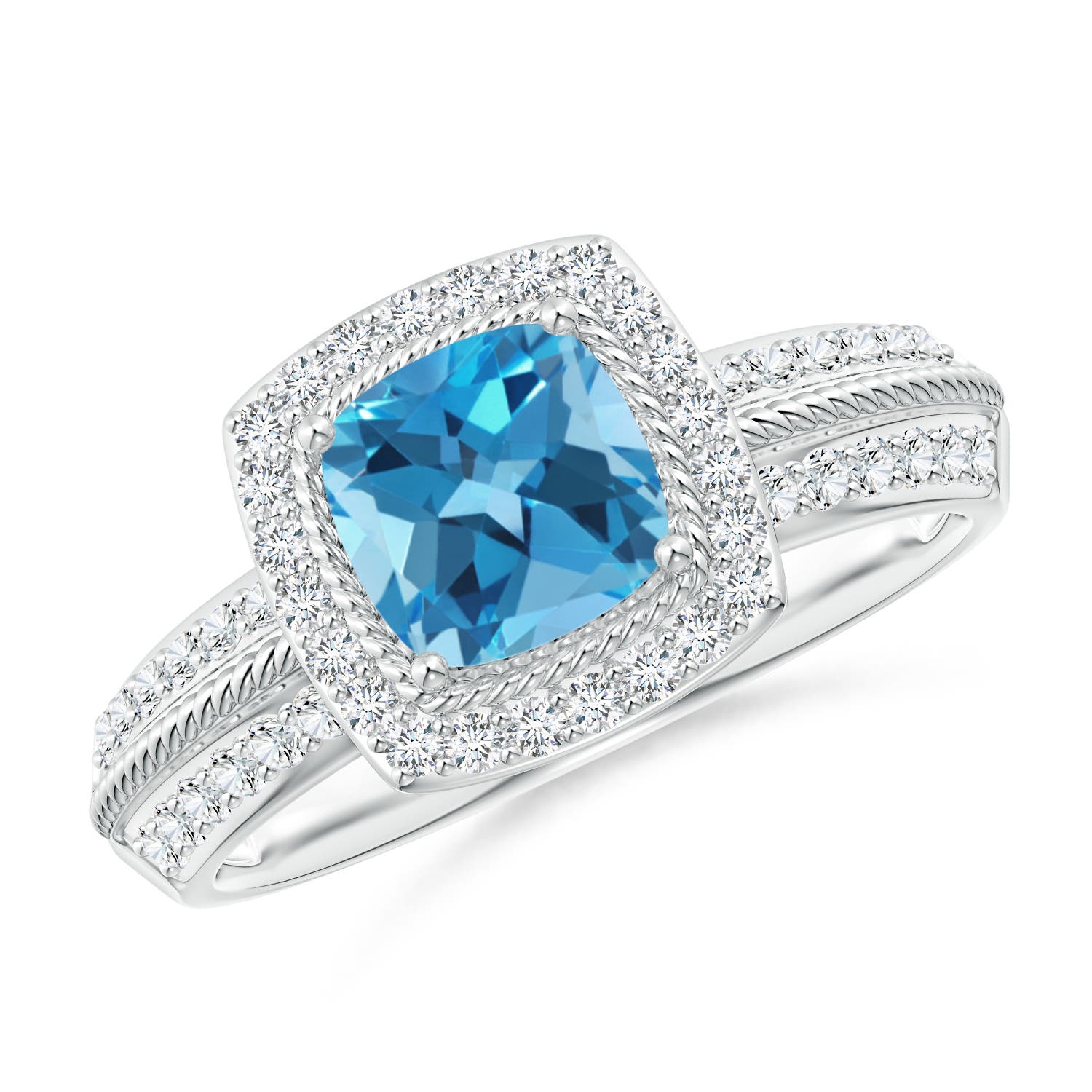 AA - Swiss Blue Topaz / 1.52 CT / 14 KT White Gold