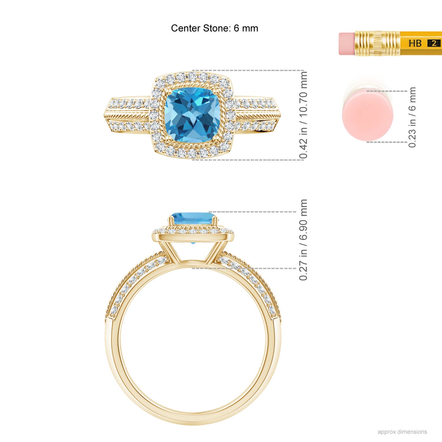 AA - Swiss Blue Topaz / 1.52 CT / 14 KT Yellow Gold