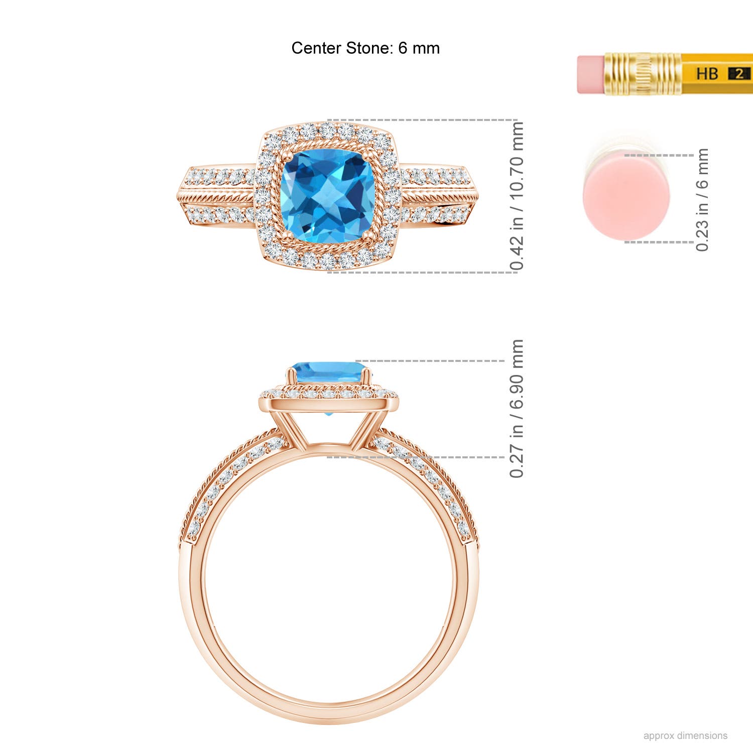 AAA - Swiss Blue Topaz / 1.52 CT / 14 KT Rose Gold