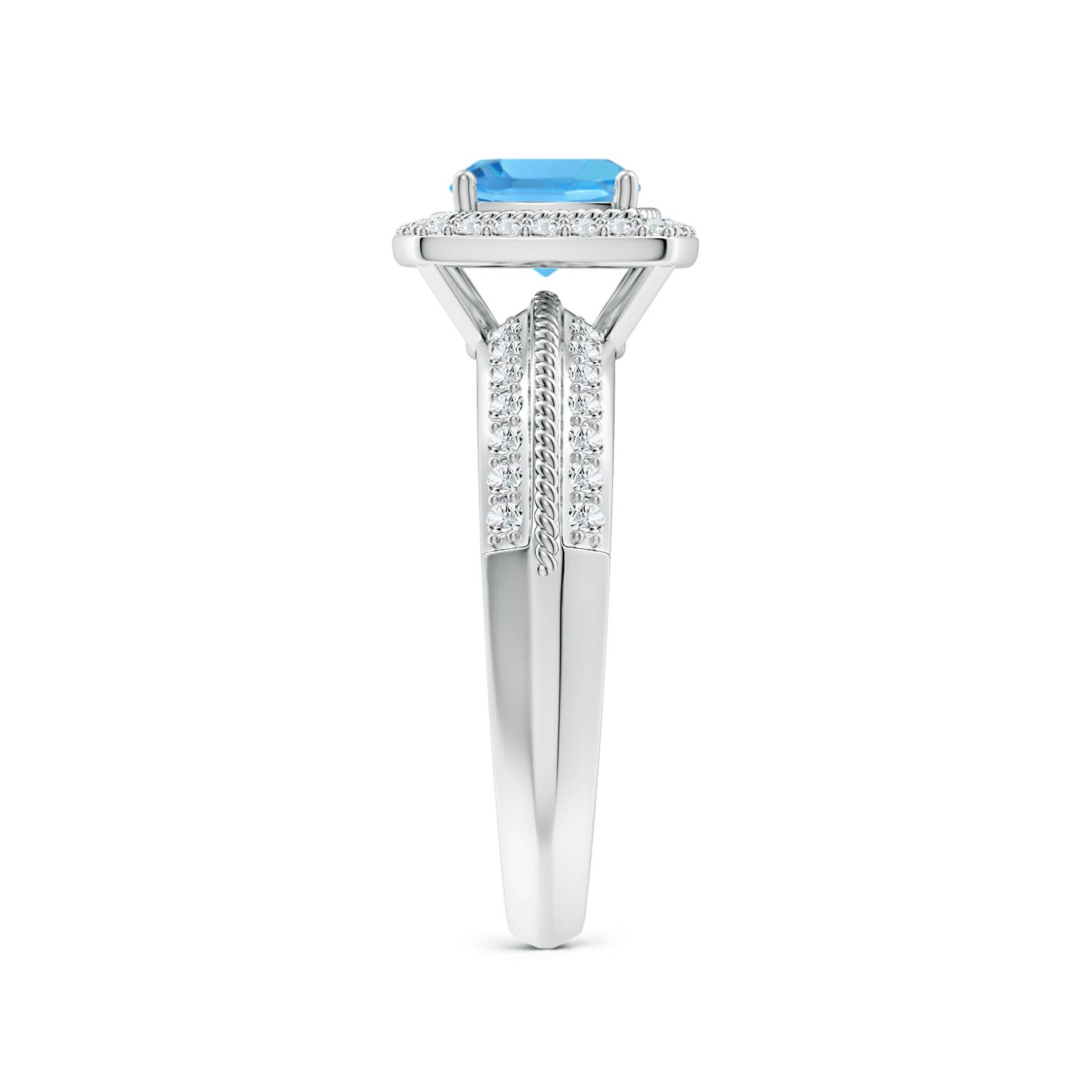 AAA - Swiss Blue Topaz / 1.52 CT / 14 KT White Gold