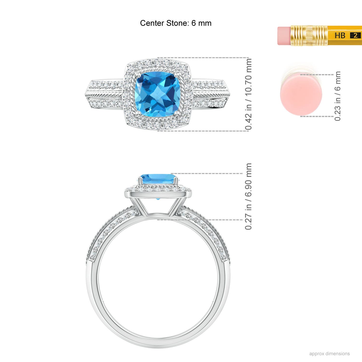 AAA - Swiss Blue Topaz / 1.52 CT / 14 KT White Gold