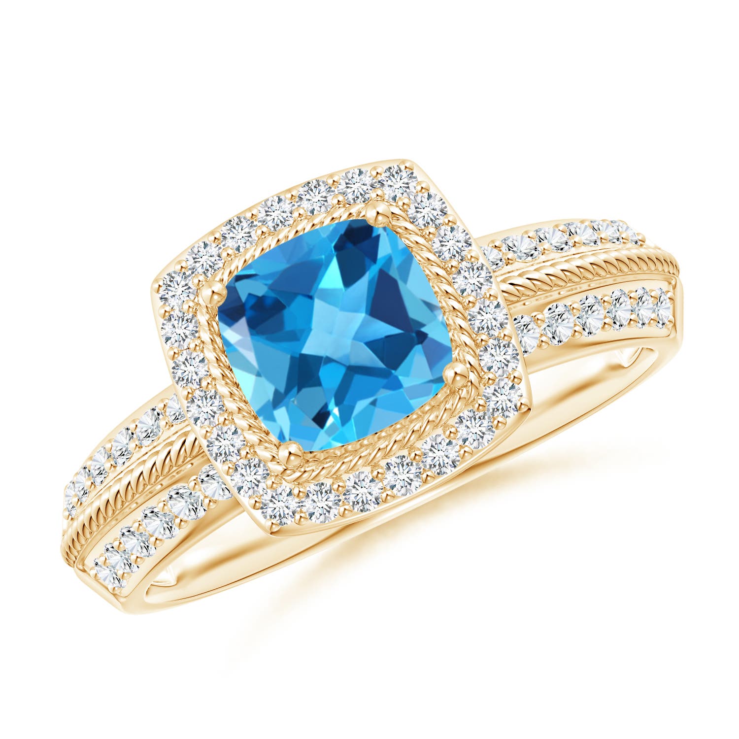 AAA - Swiss Blue Topaz / 1.52 CT / 14 KT Yellow Gold