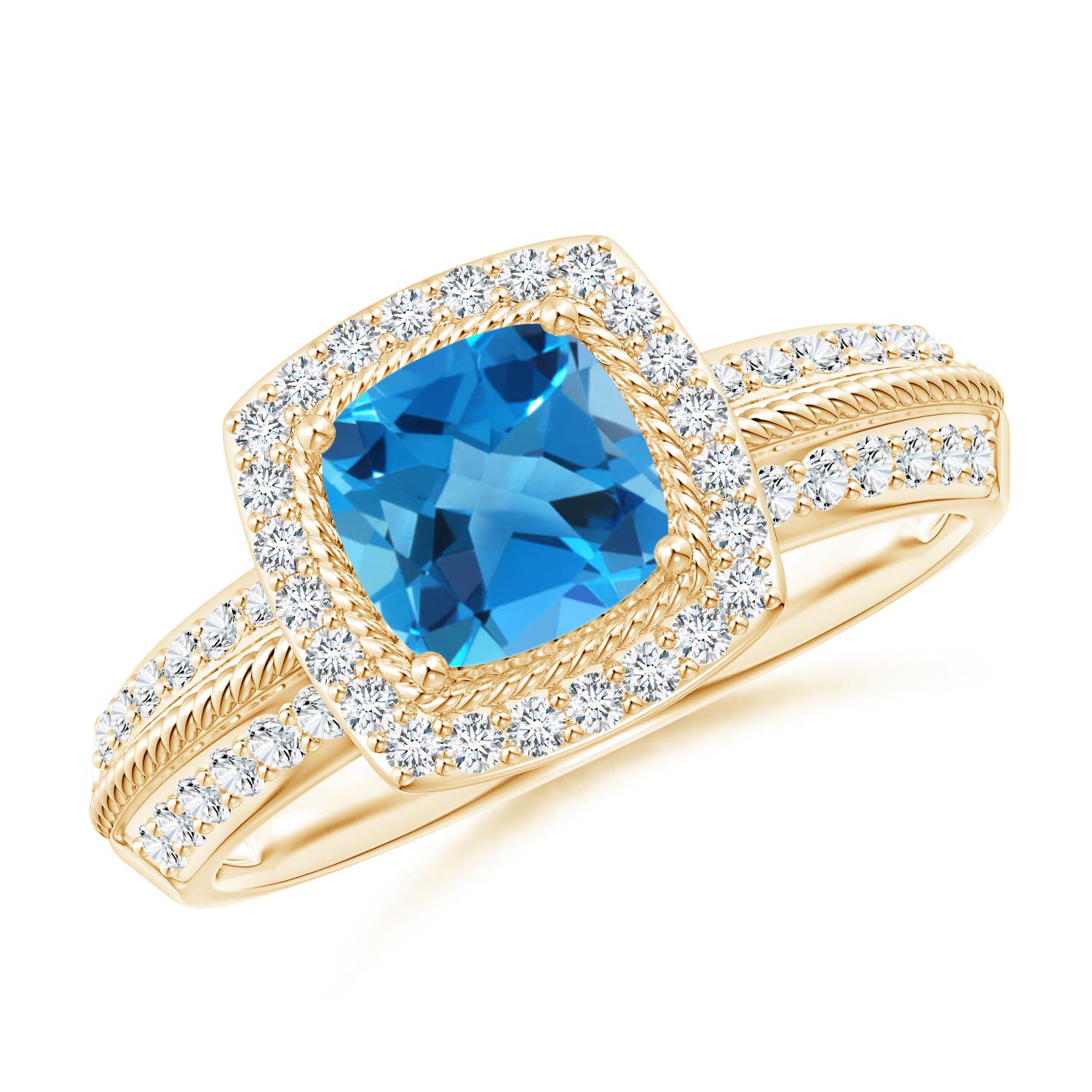 AAAA - Swiss Blue Topaz / 1.52 CT / 14 KT Yellow Gold