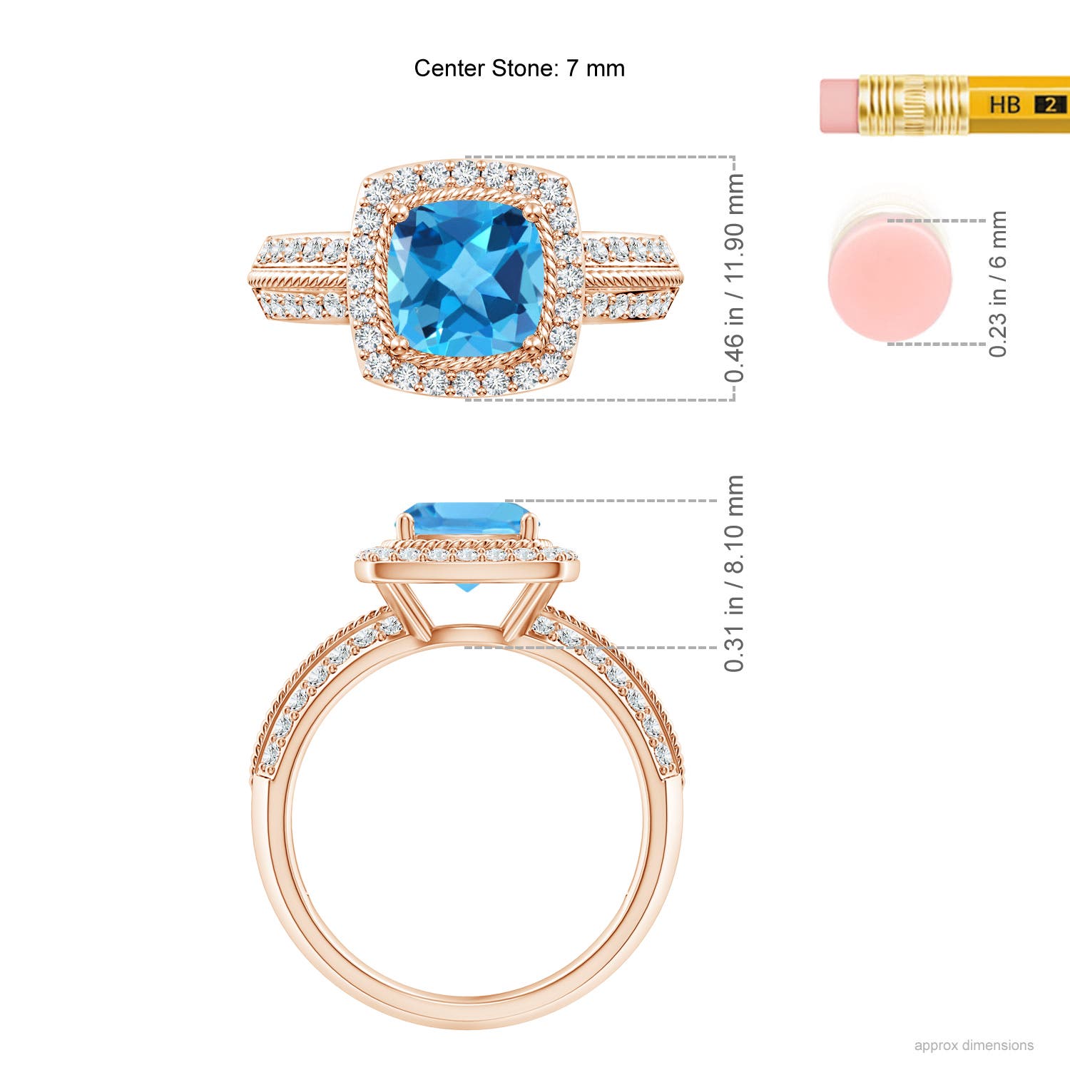 AAA - Swiss Blue Topaz / 2.37 CT / 14 KT Rose Gold