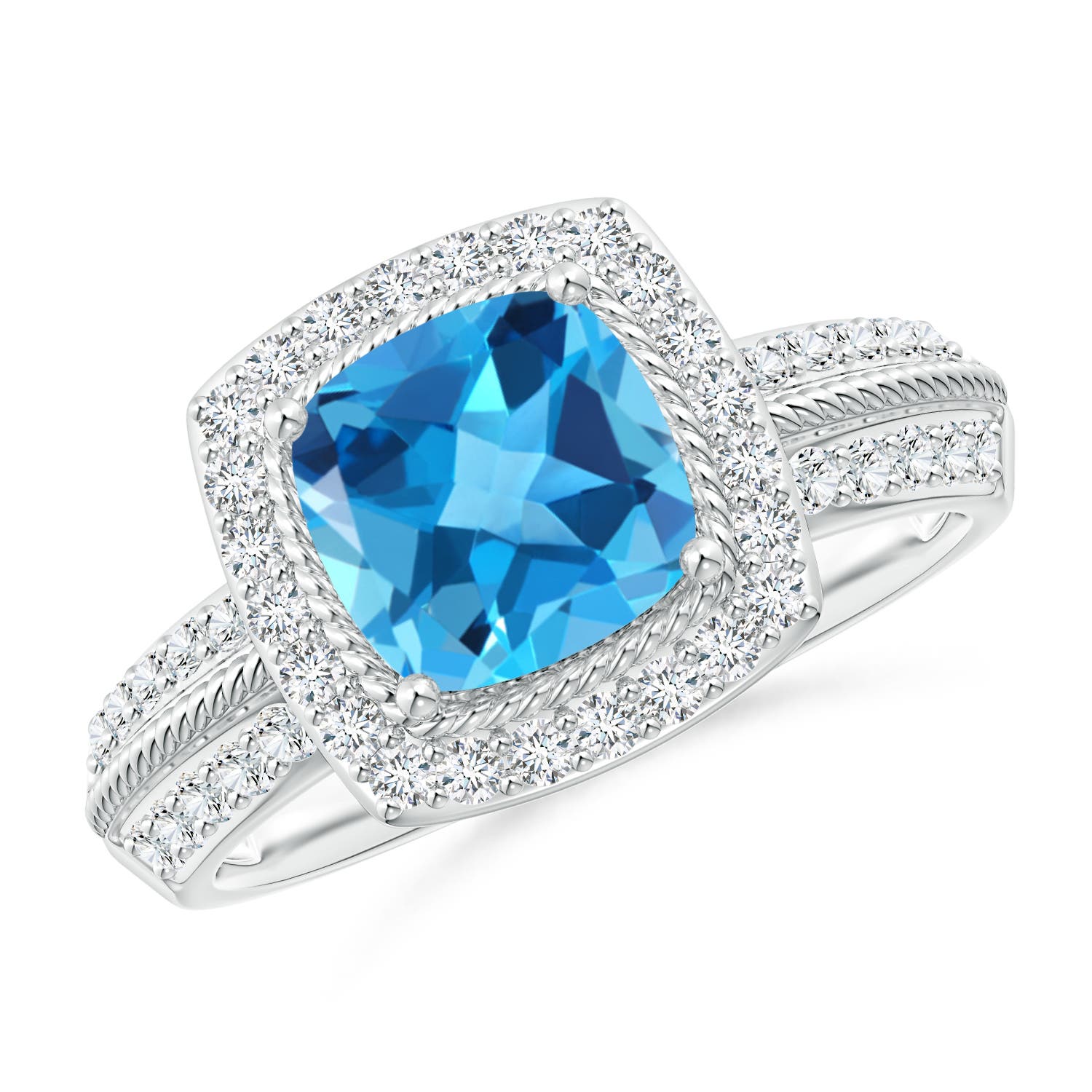 AAA - Swiss Blue Topaz / 2.37 CT / 14 KT White Gold