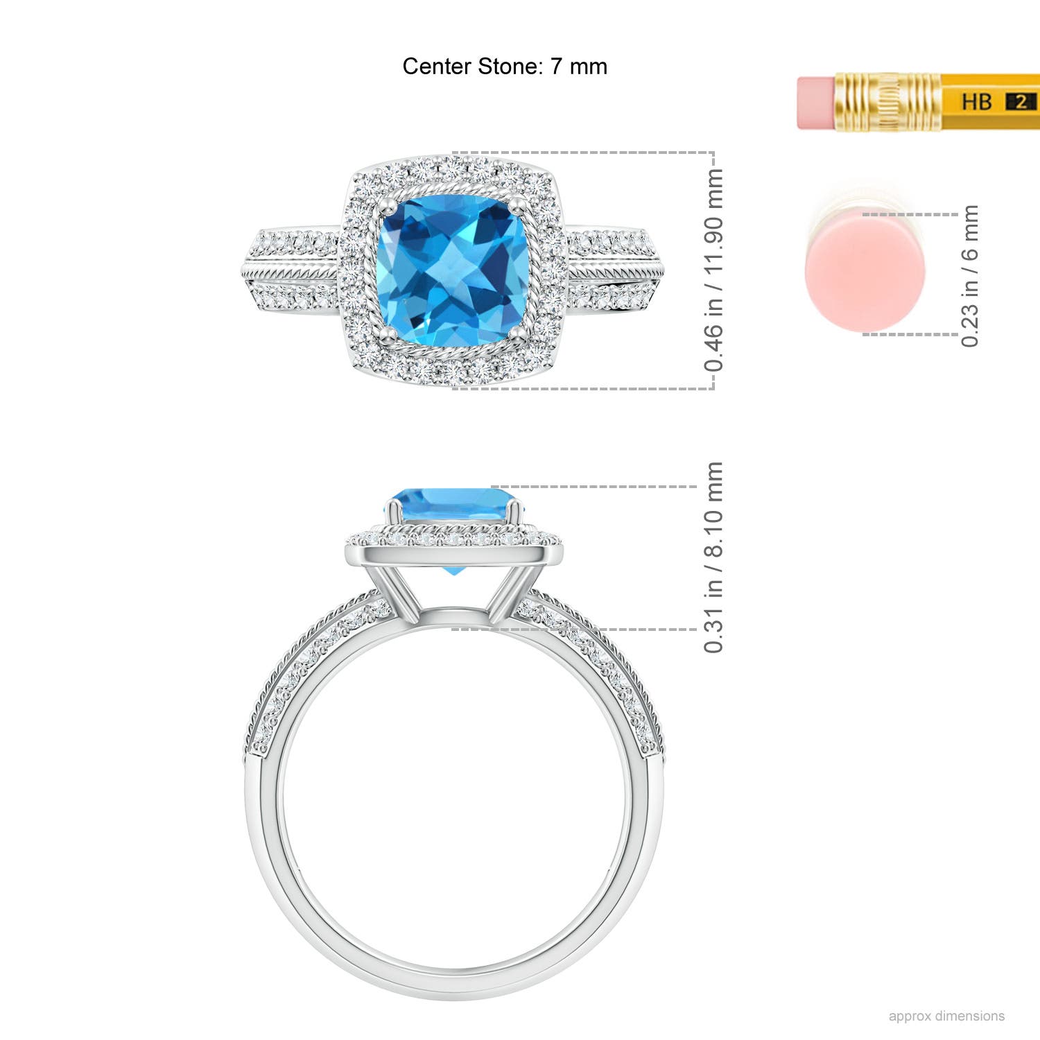 AAA - Swiss Blue Topaz / 2.37 CT / 14 KT White Gold