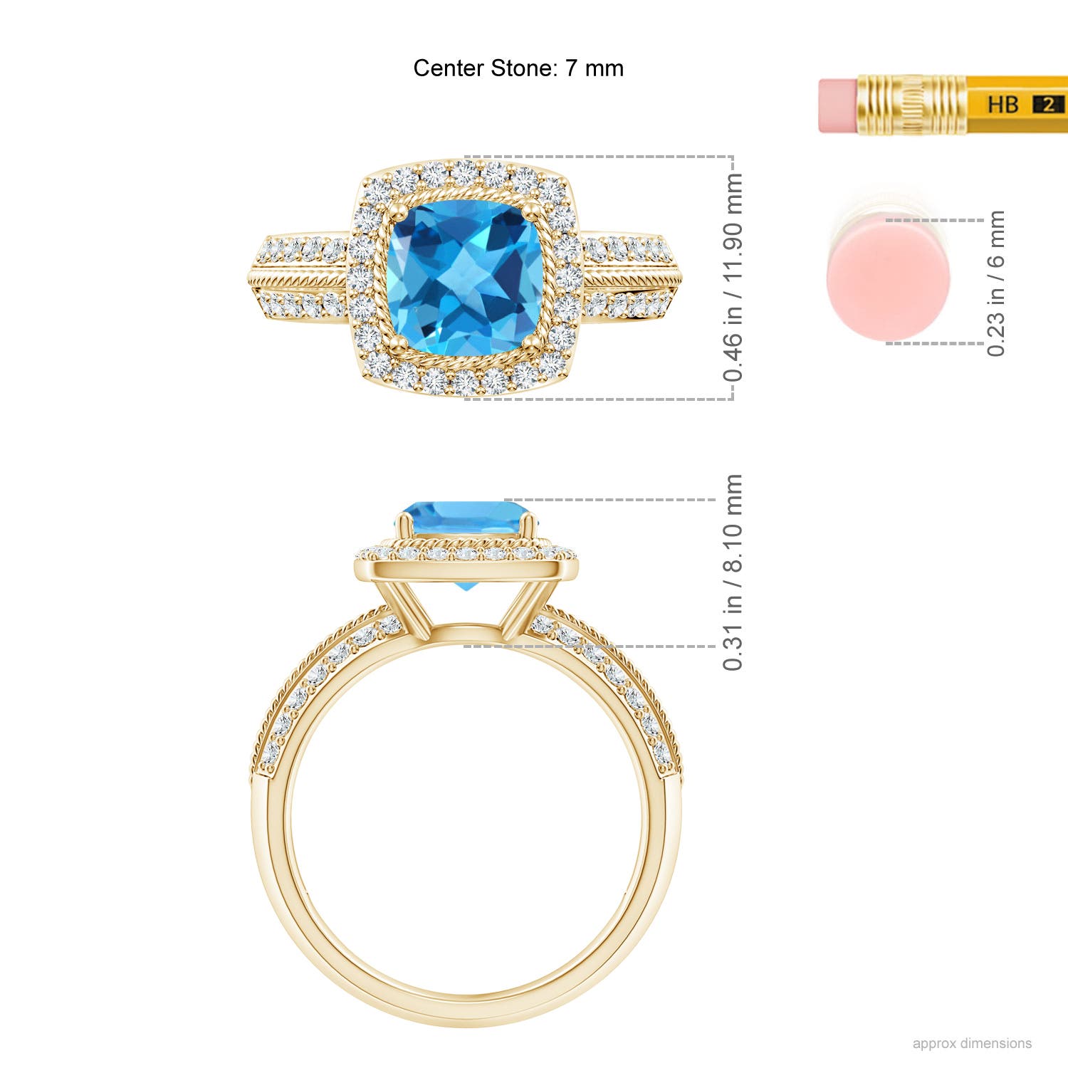 AAA - Swiss Blue Topaz / 2.37 CT / 14 KT Yellow Gold