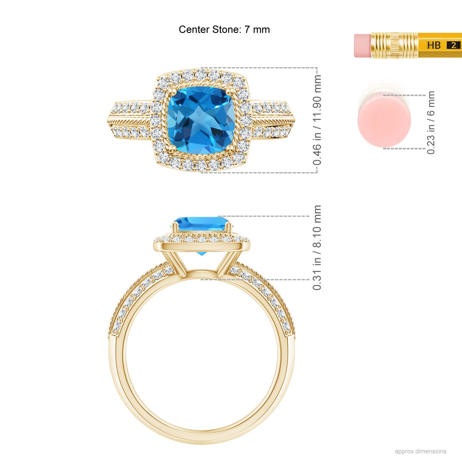 AAAA - Swiss Blue Topaz / 2.37 CT / 14 KT Yellow Gold