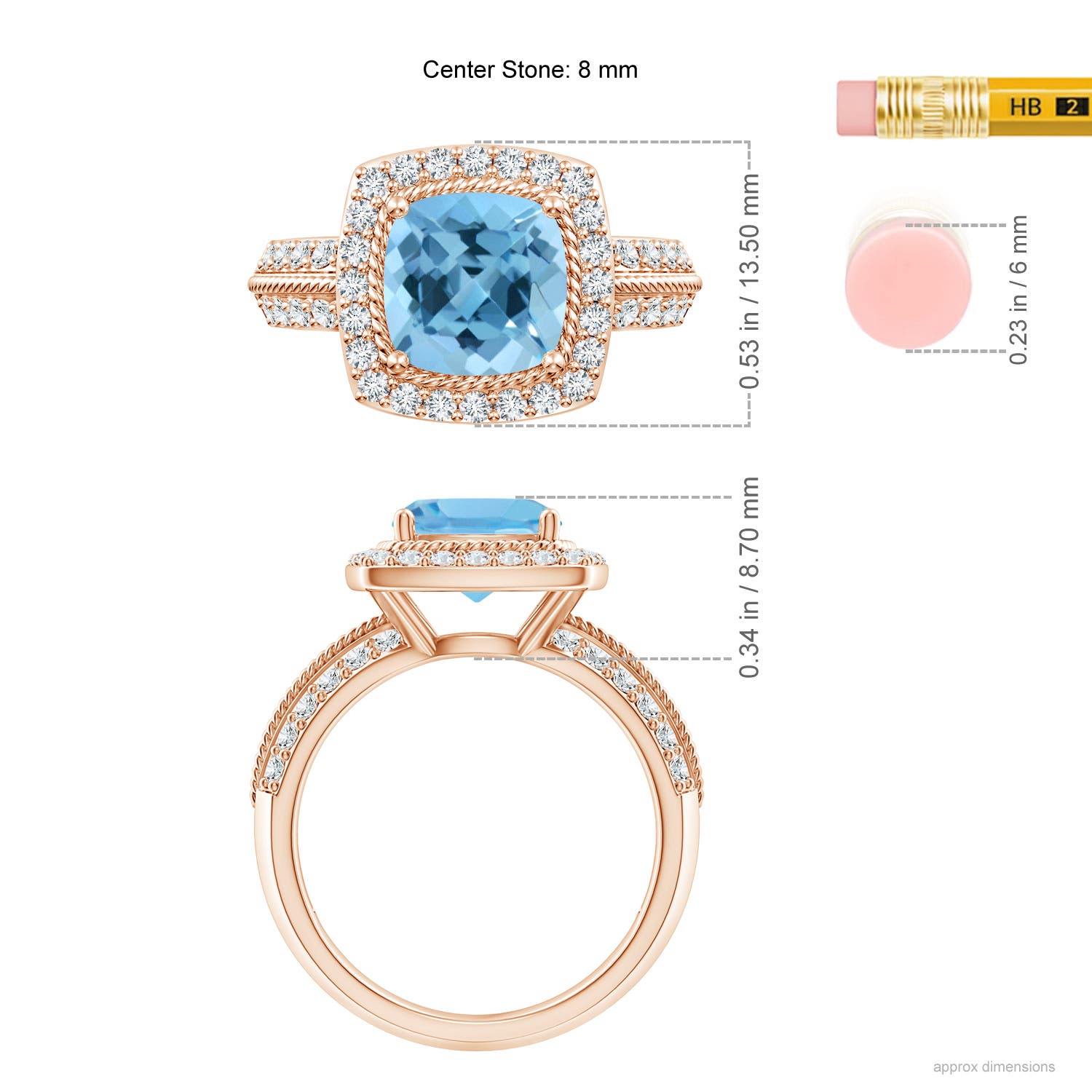 A - Swiss Blue Topaz / 3.17 CT / 14 KT Rose Gold