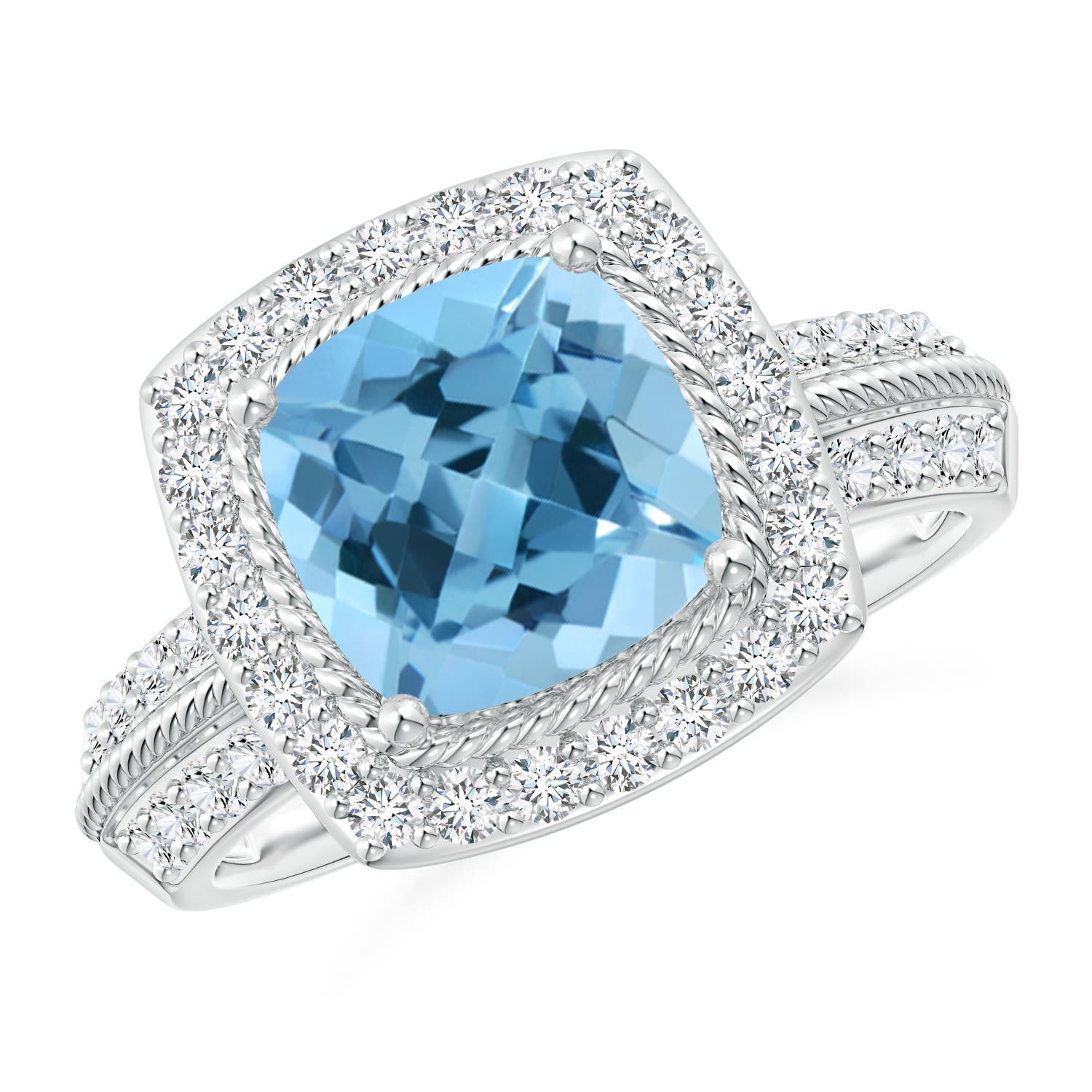 A - Swiss Blue Topaz / 3.17 CT / 14 KT White Gold