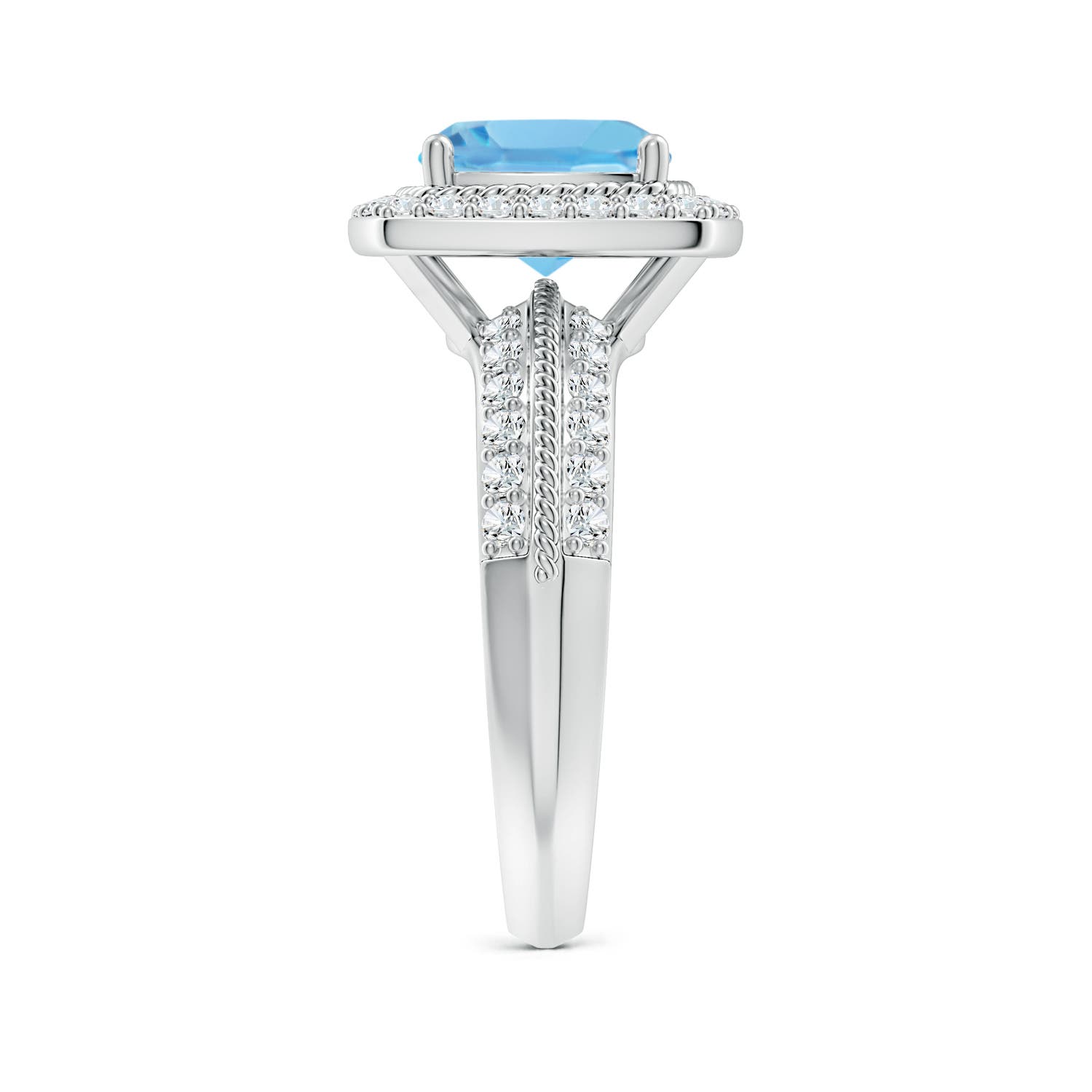 A - Swiss Blue Topaz / 3.17 CT / 14 KT White Gold