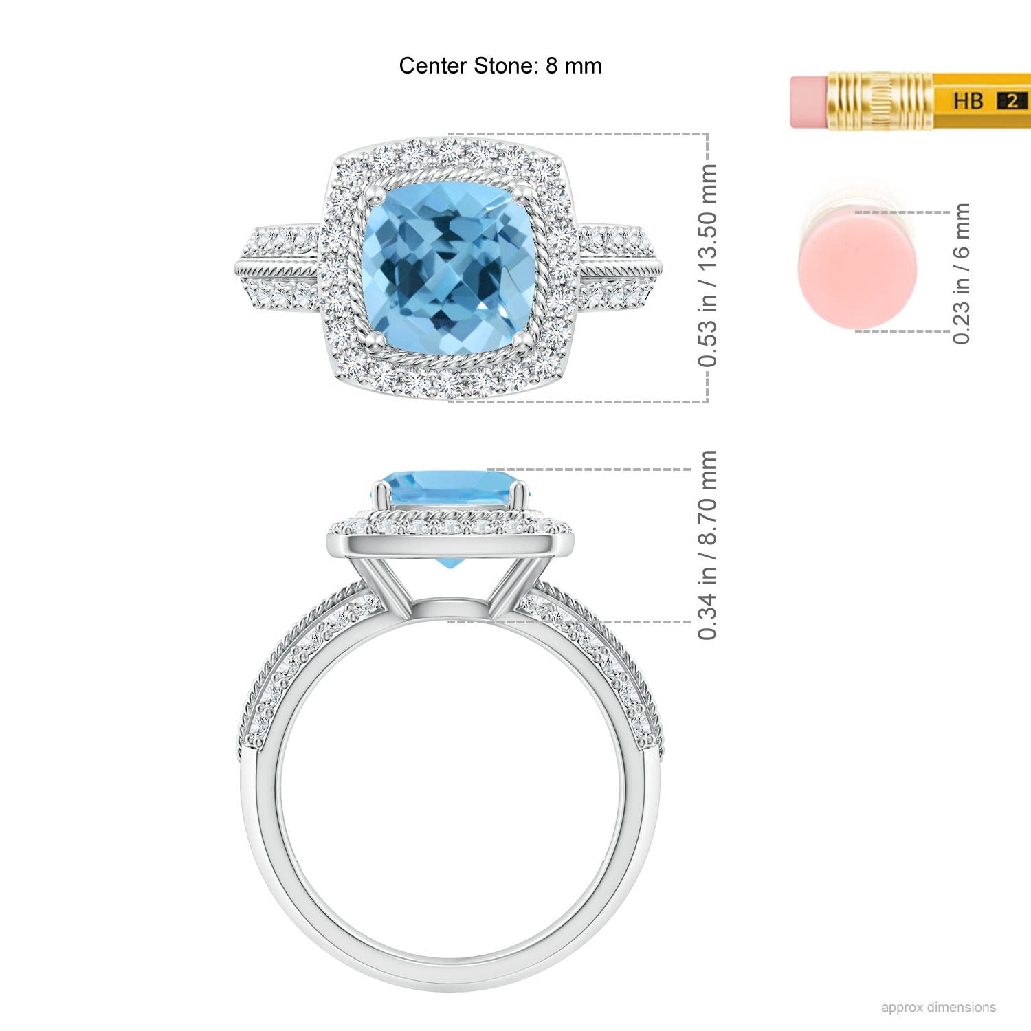 A - Swiss Blue Topaz / 3.17 CT / 14 KT White Gold