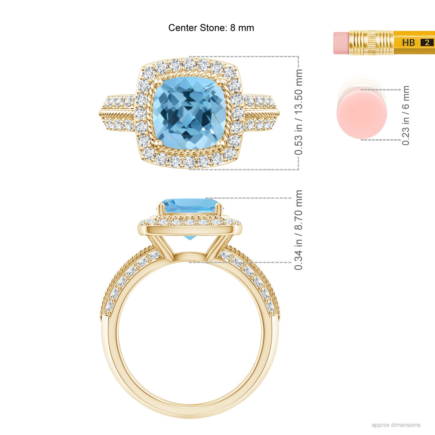 A - Swiss Blue Topaz / 3.17 CT / 14 KT Yellow Gold