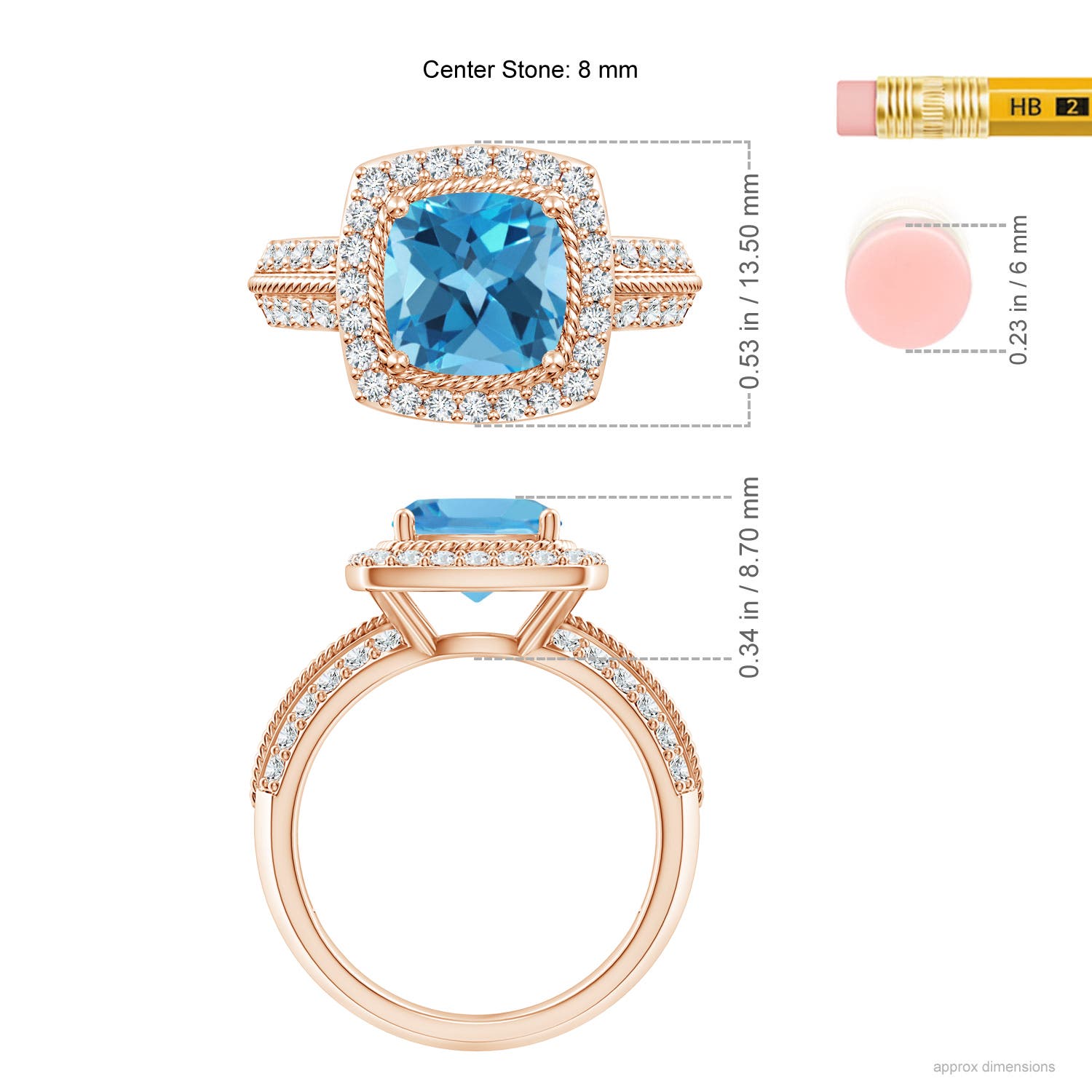 AA - Swiss Blue Topaz / 3.17 CT / 14 KT Rose Gold