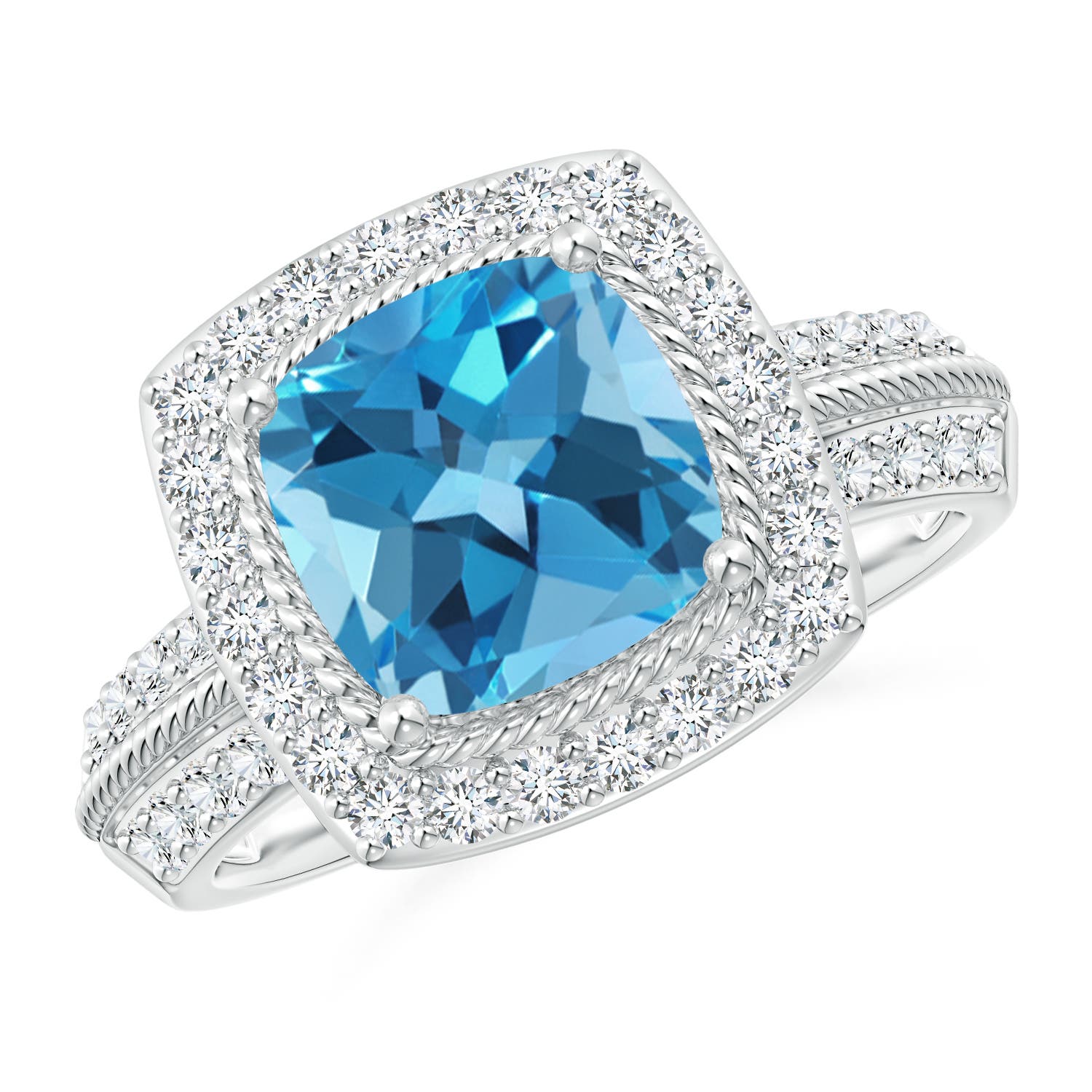 AA - Swiss Blue Topaz / 3.17 CT / 14 KT White Gold