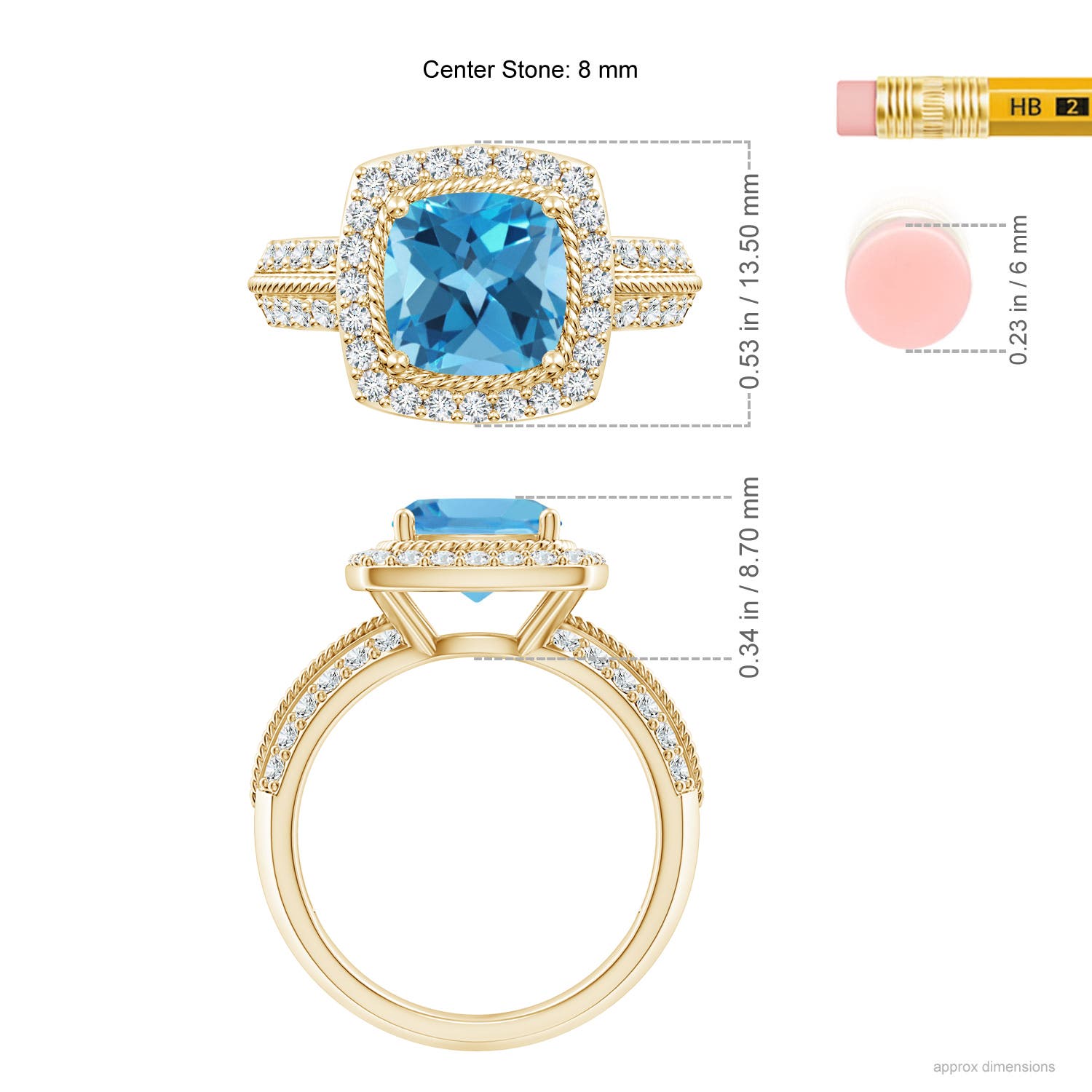 AA - Swiss Blue Topaz / 3.17 CT / 14 KT Yellow Gold