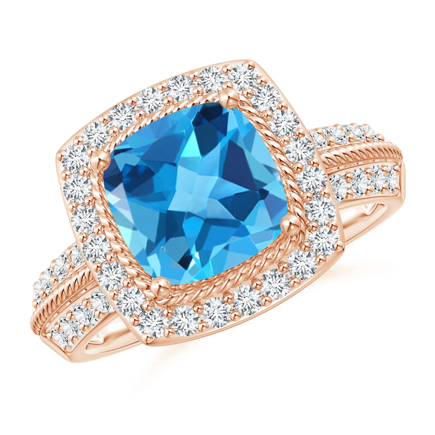 AAA - Swiss Blue Topaz / 3.17 CT / 14 KT Rose Gold