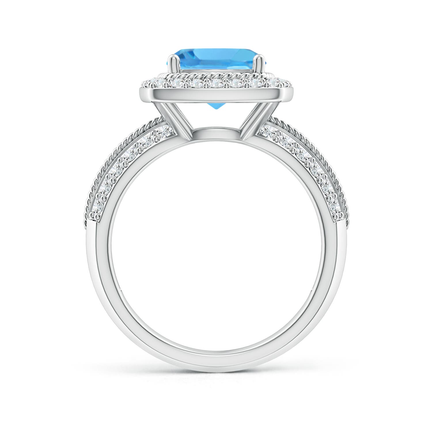 AAA - Swiss Blue Topaz / 3.17 CT / 14 KT White Gold