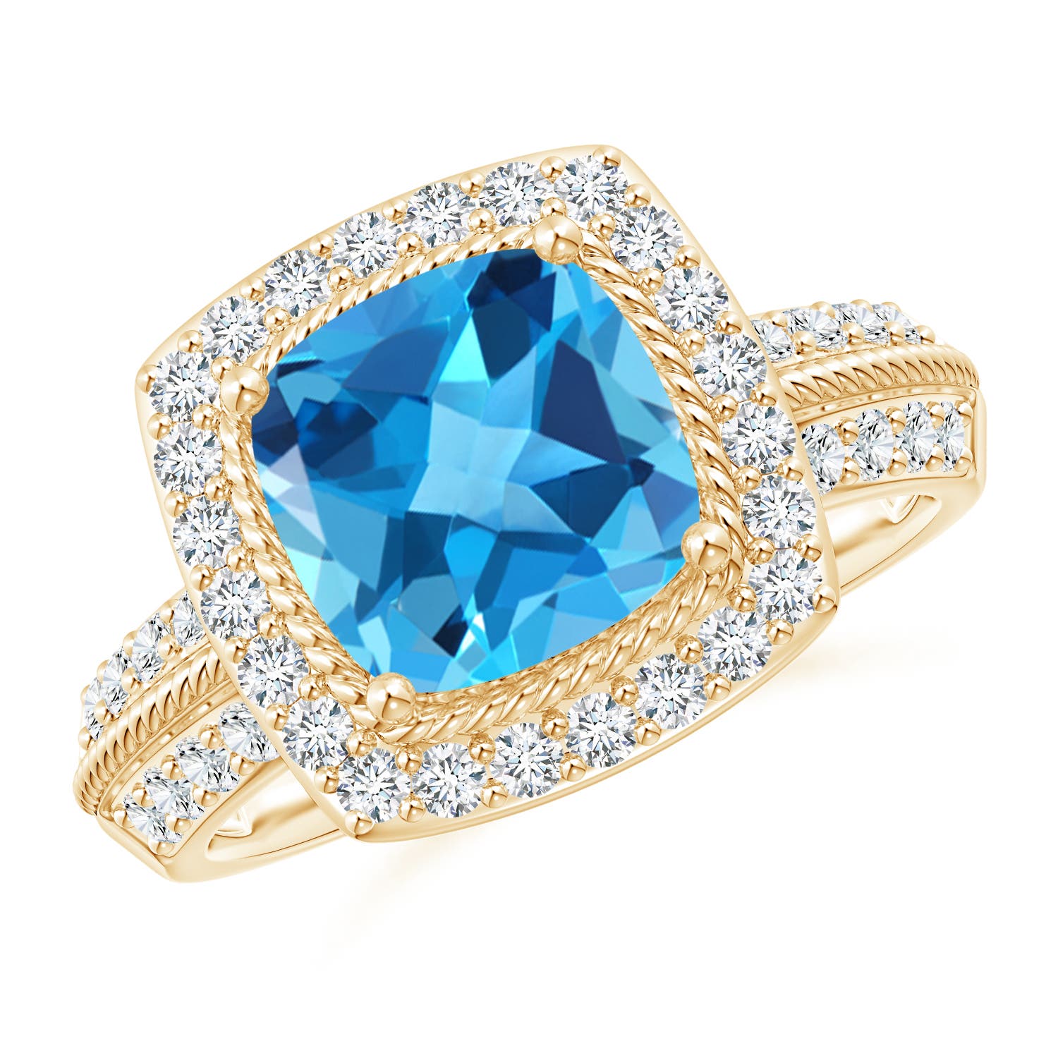 AAA - Swiss Blue Topaz / 3.17 CT / 14 KT Yellow Gold