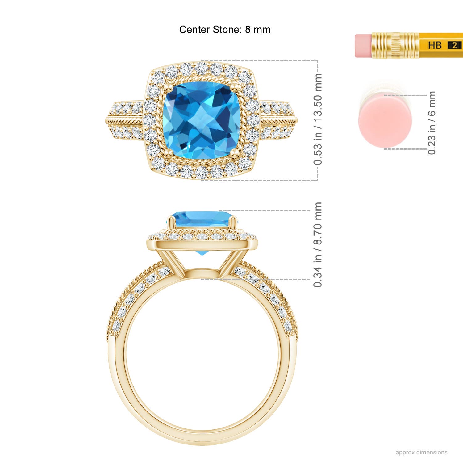 AAA - Swiss Blue Topaz / 3.17 CT / 14 KT Yellow Gold