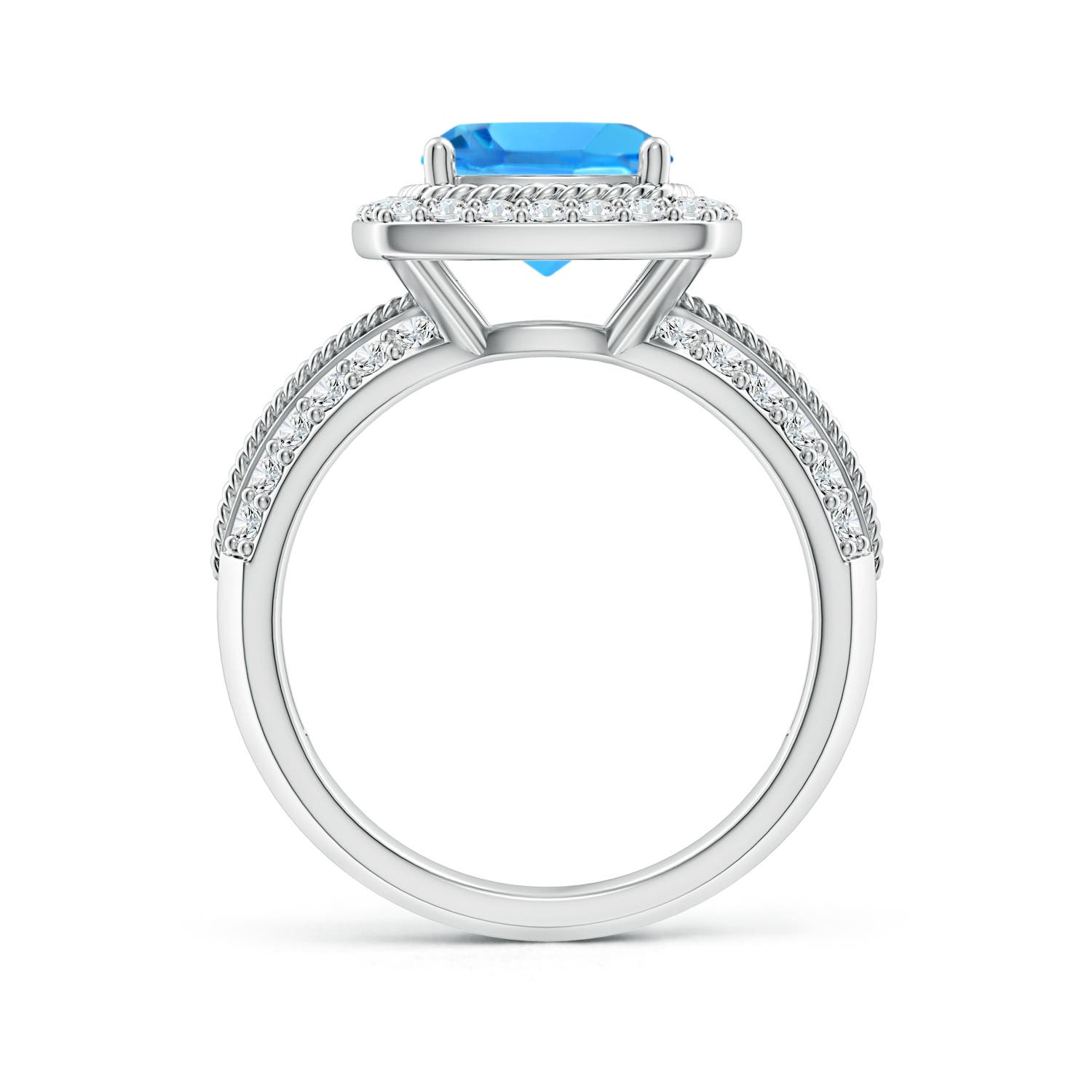 AAAA - Swiss Blue Topaz / 3.17 CT / 14 KT White Gold