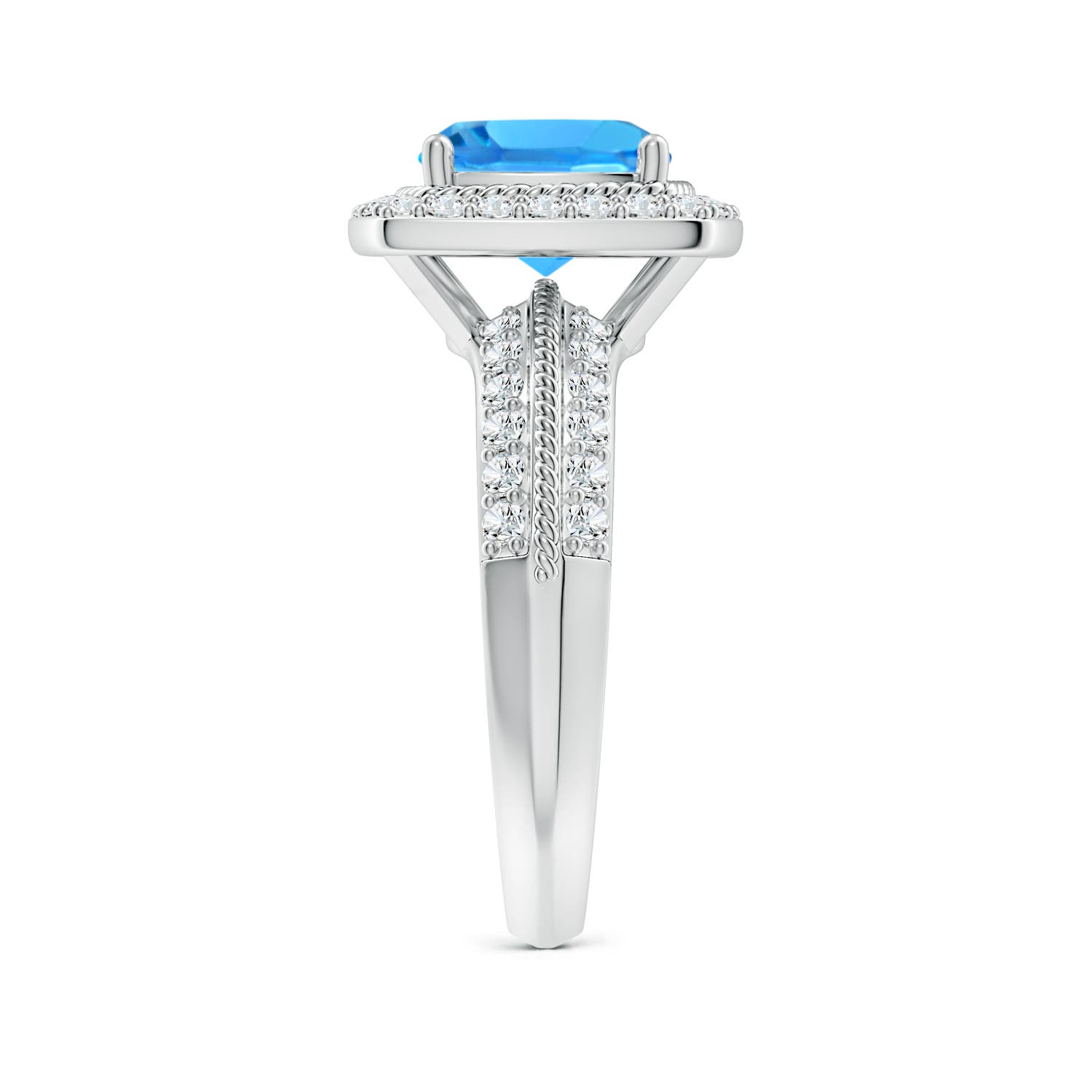 AAAA - Swiss Blue Topaz / 3.17 CT / 14 KT White Gold