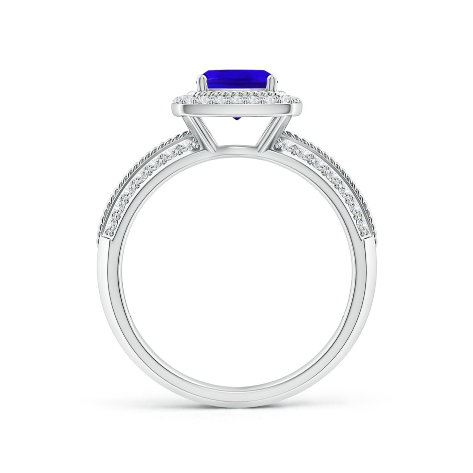 6mm AAAA Twisted Rope Cushion Tanzanite Halo Ring in P950 Platinum side-1