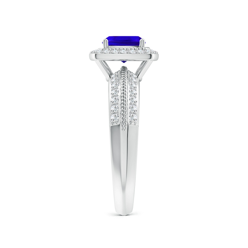 6mm AAAA Twisted Rope Cushion Tanzanite Halo Ring in P950 Platinum side-2