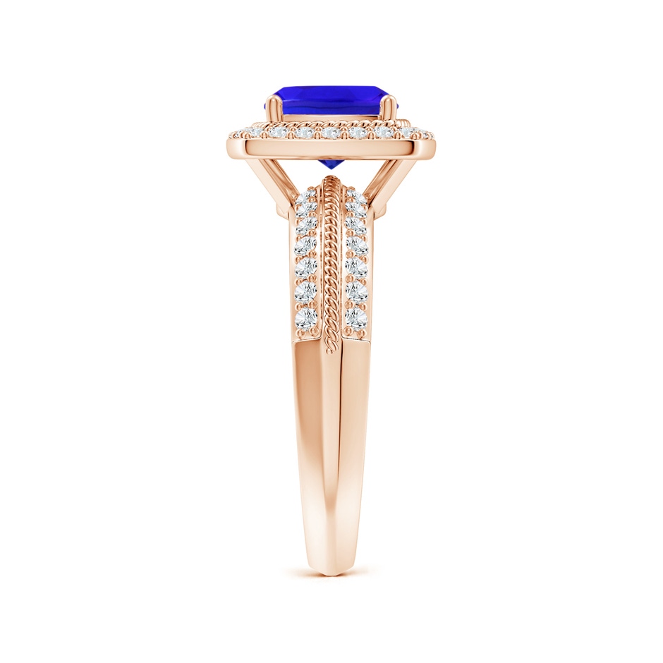 7mm AAA Twisted Rope Cushion Tanzanite Halo Ring in Rose Gold side-2