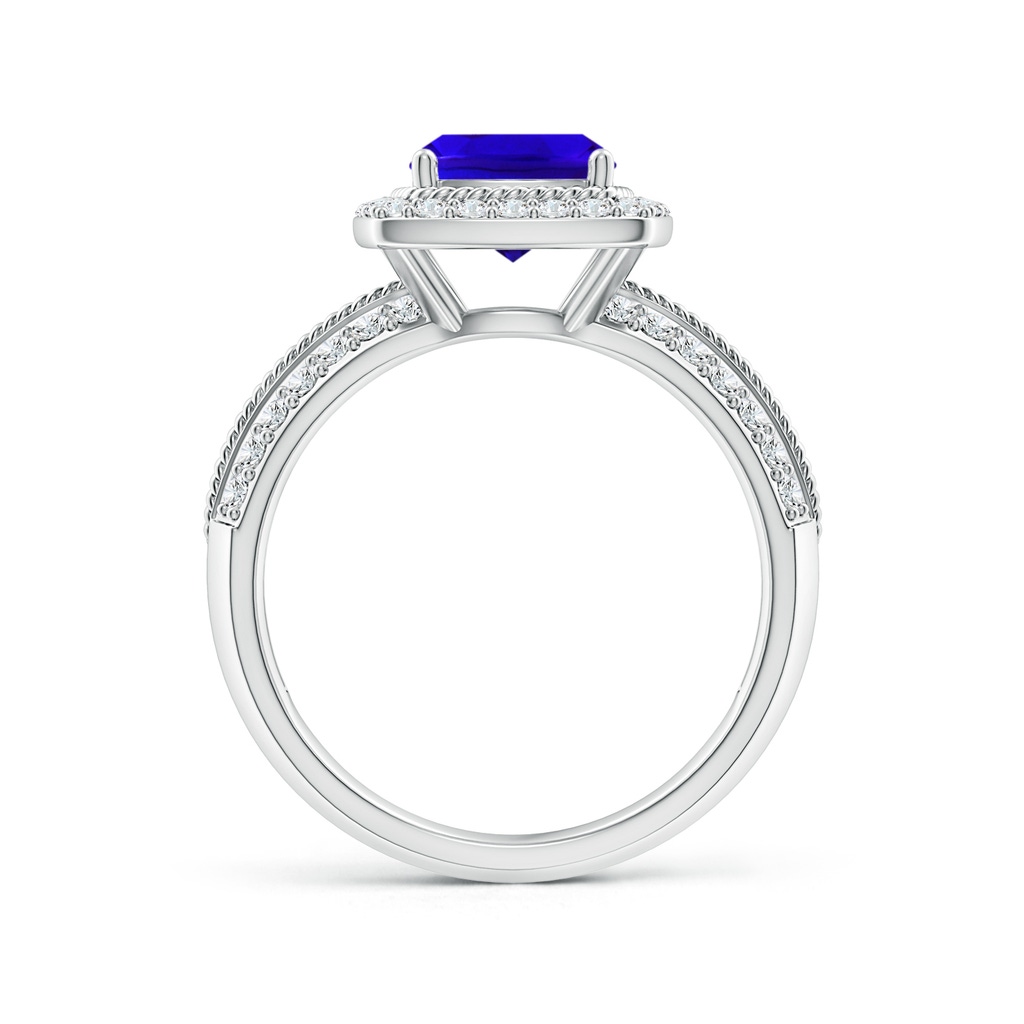 7mm AAAA Twisted Rope Cushion Tanzanite Halo Ring in P950 Platinum Side-1