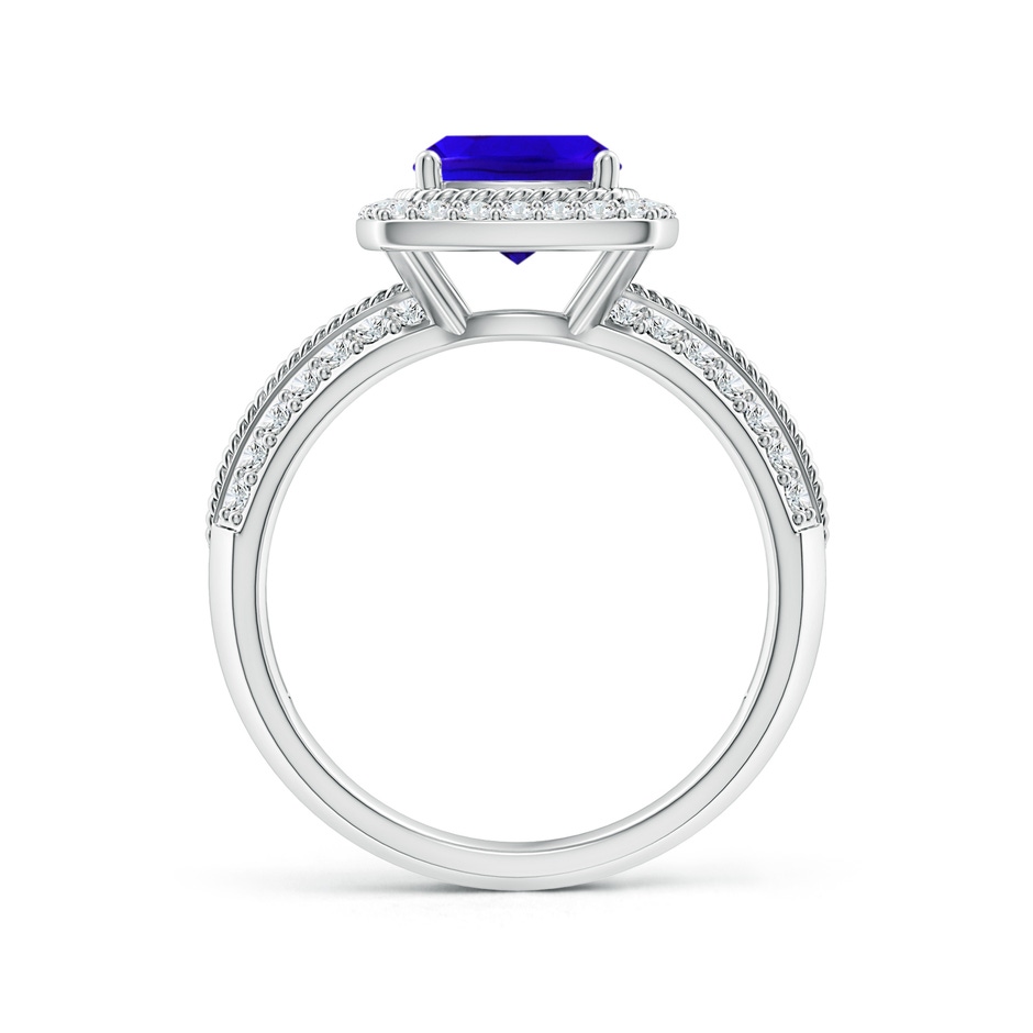 7mm AAAA Twisted Rope Cushion Tanzanite Halo Ring in P950 Platinum side-1