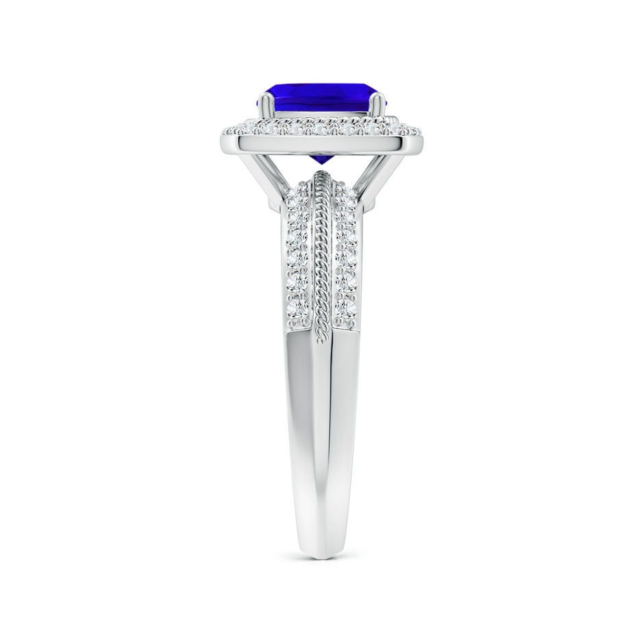 7mm AAAA Twisted Rope Cushion Tanzanite Halo Ring in P950 Platinum side-2