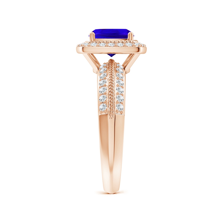 7mm AAAA Twisted Rope Cushion Tanzanite Halo Ring in Rose Gold side-2