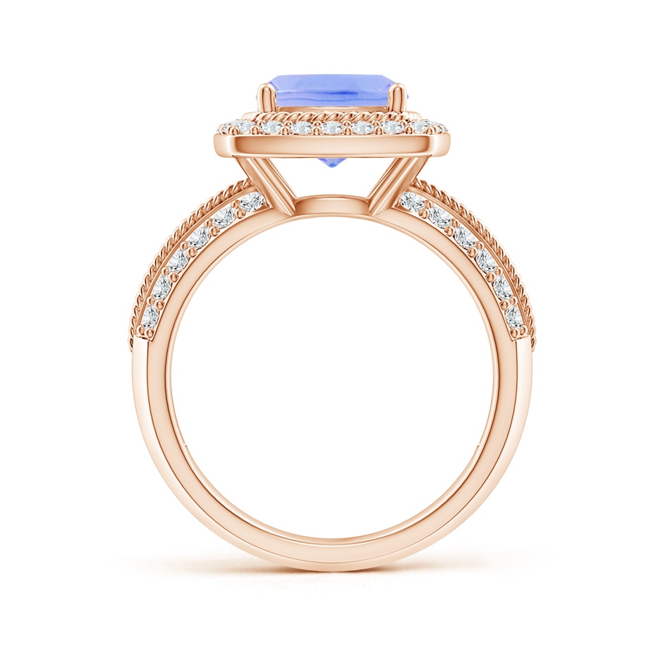 8mm A Twisted Rope Cushion Tanzanite Halo Ring in Rose Gold side-1