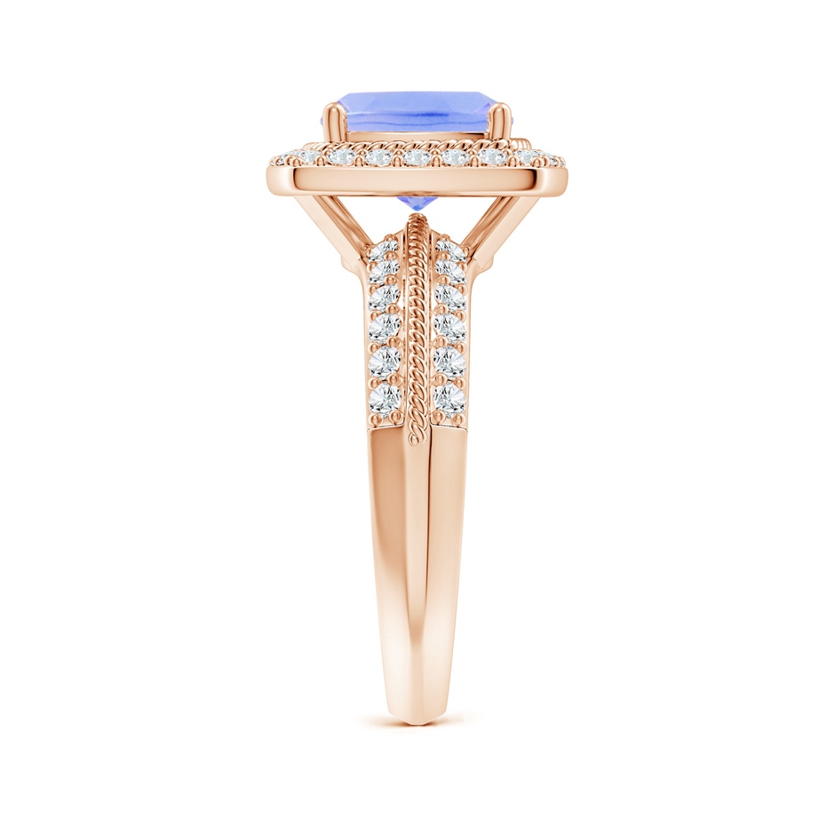 8mm A Twisted Rope Cushion Tanzanite Halo Ring in Rose Gold side-2