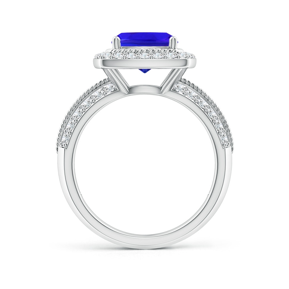 8mm AAA Twisted Rope Cushion Tanzanite Halo Ring in White Gold side-1