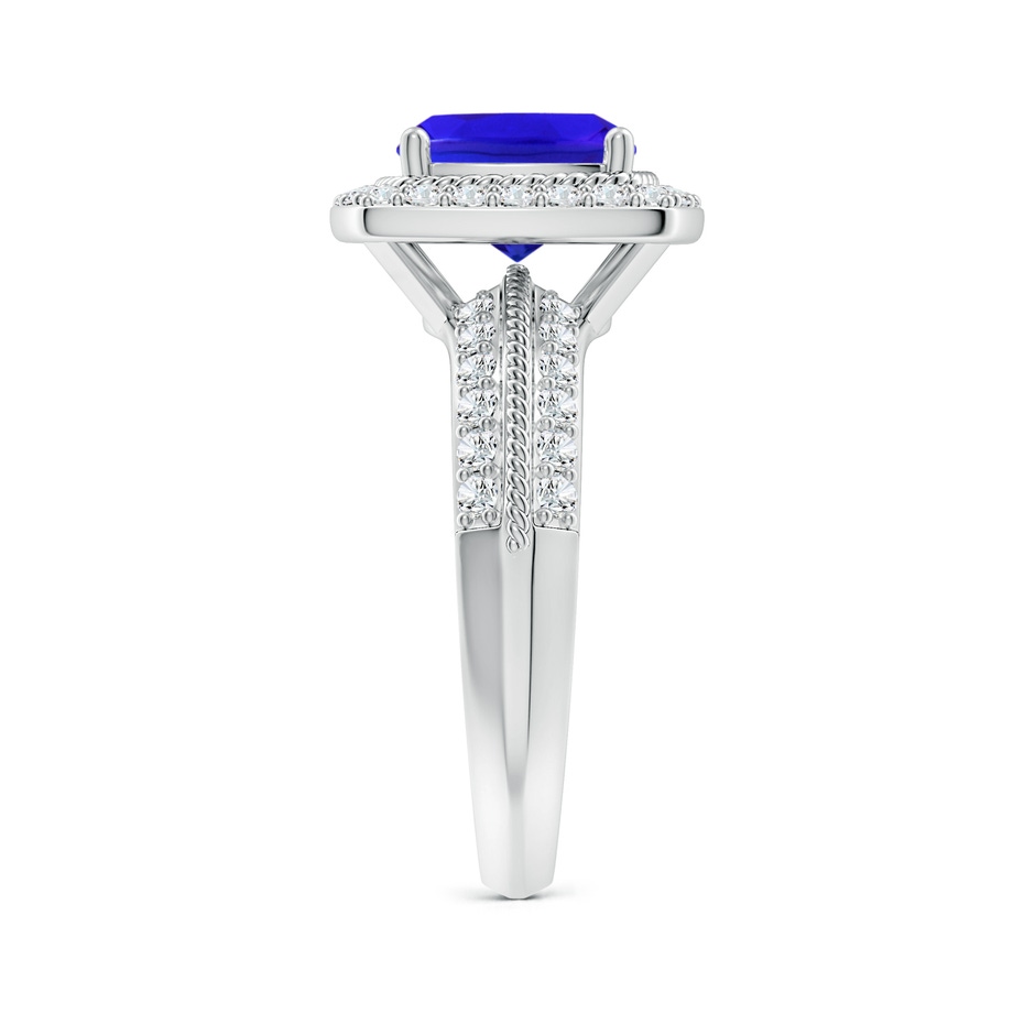 8mm AAA Twisted Rope Cushion Tanzanite Halo Ring in White Gold side-2
