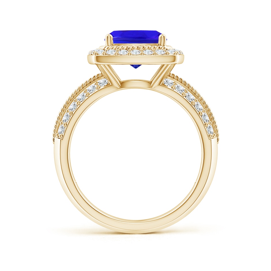 8mm AAA Twisted Rope Cushion Tanzanite Halo Ring in Yellow Gold side-1