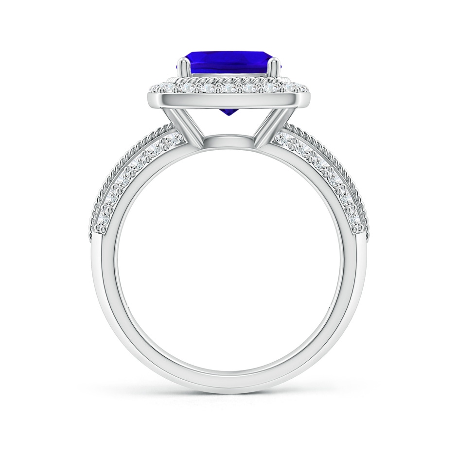 8mm AAAA Twisted Rope Cushion Tanzanite Halo Ring in P950 Platinum side-1