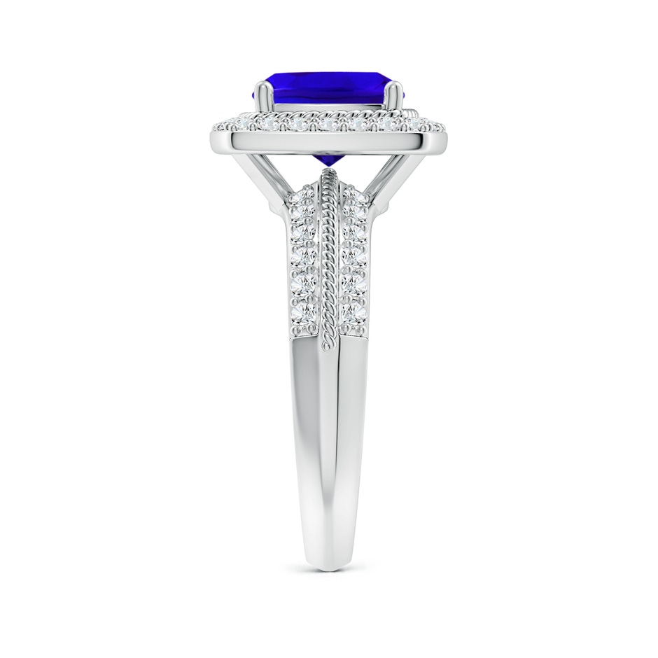 8mm AAAA Twisted Rope Cushion Tanzanite Halo Ring in P950 Platinum side-2