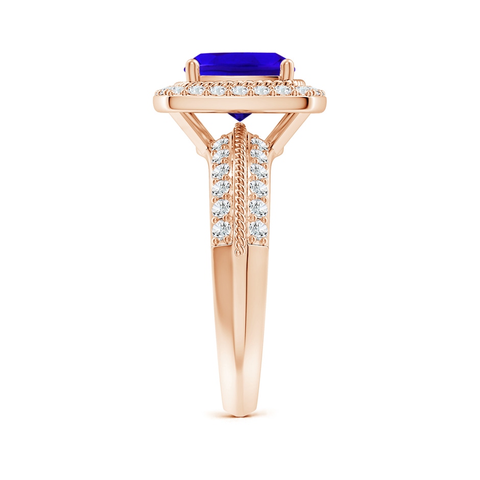 8mm AAAA Twisted Rope Cushion Tanzanite Halo Ring in Rose Gold side-2