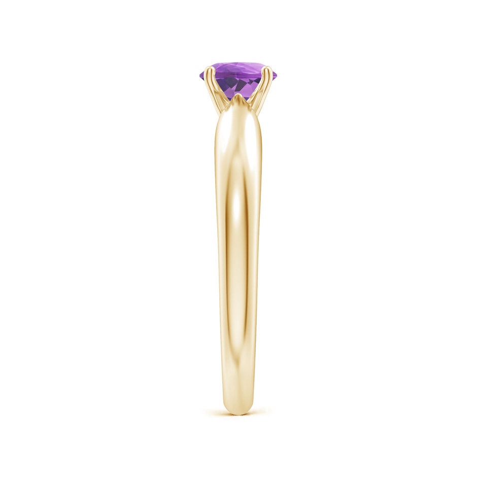5mm A Solitaire Round Amethyst Tapered Shank Ring in Yellow Gold side-2