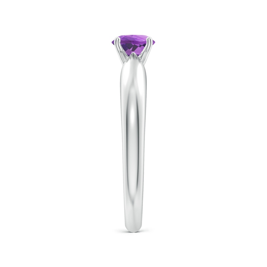 5mm AA Solitaire Round Amethyst Tapered Shank Ring in White Gold side-2