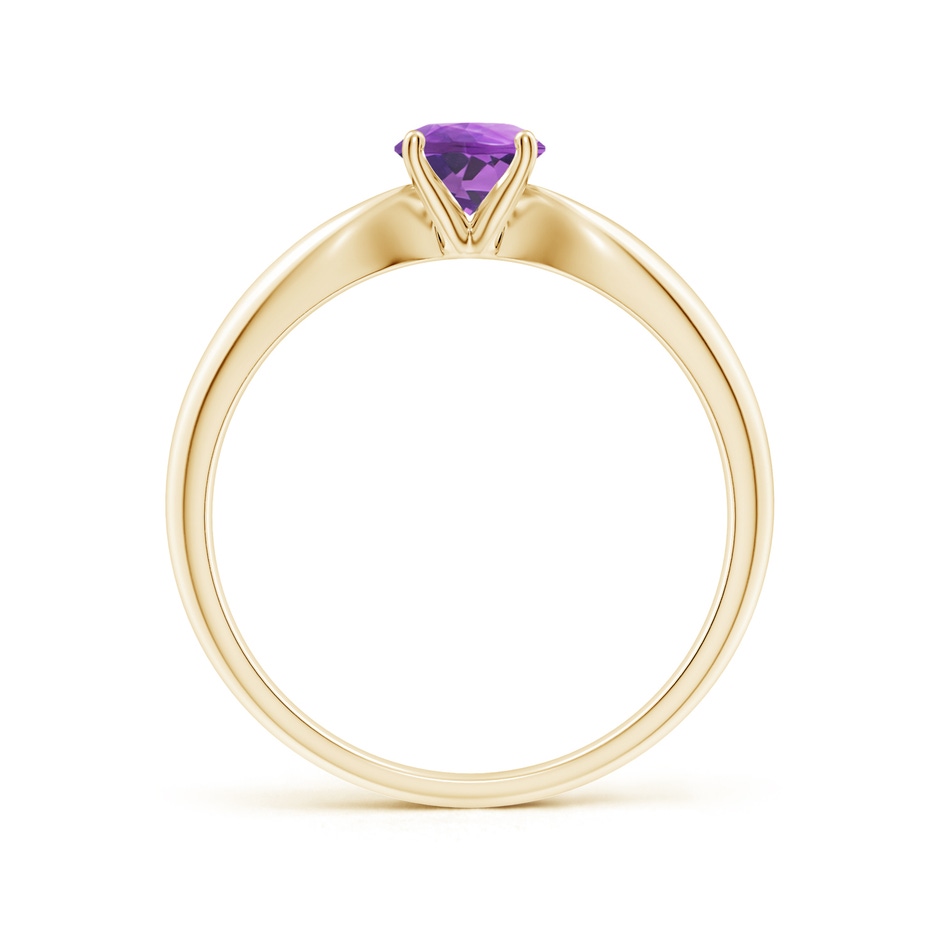 5mm AA Solitaire Round Amethyst Tapered Shank Ring in Yellow Gold side-1
