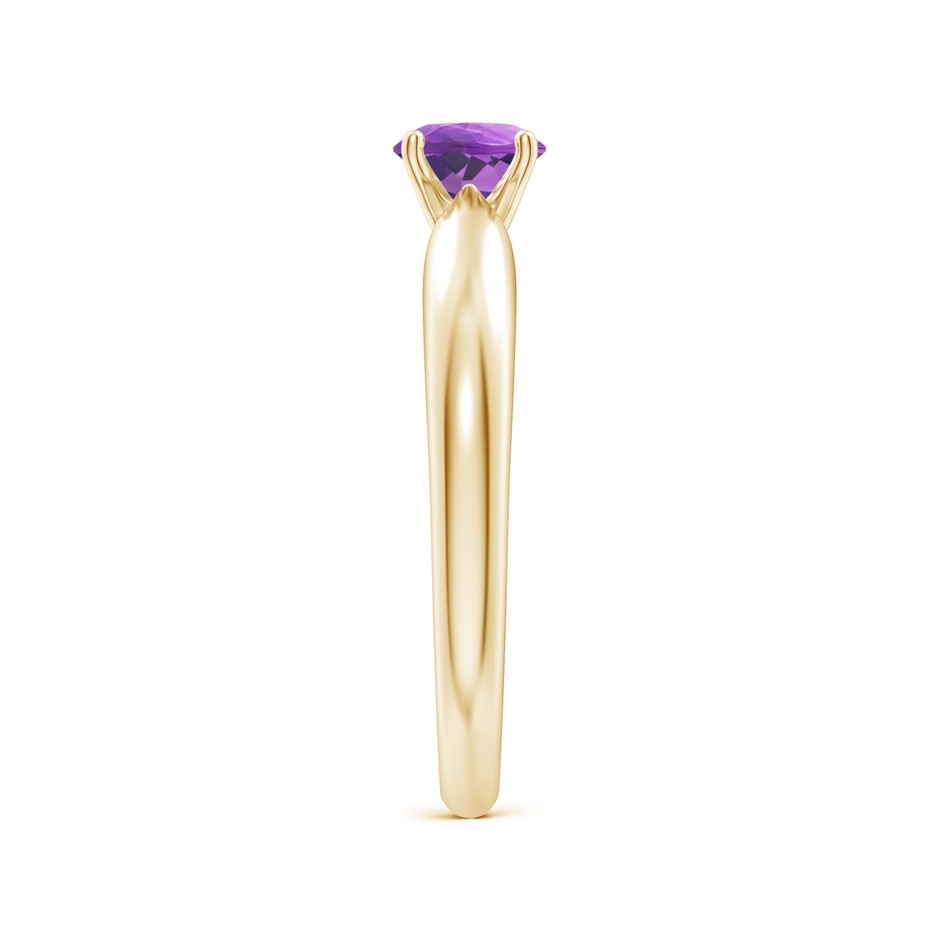 5mm AA Solitaire Round Amethyst Tapered Shank Ring in Yellow Gold side-2